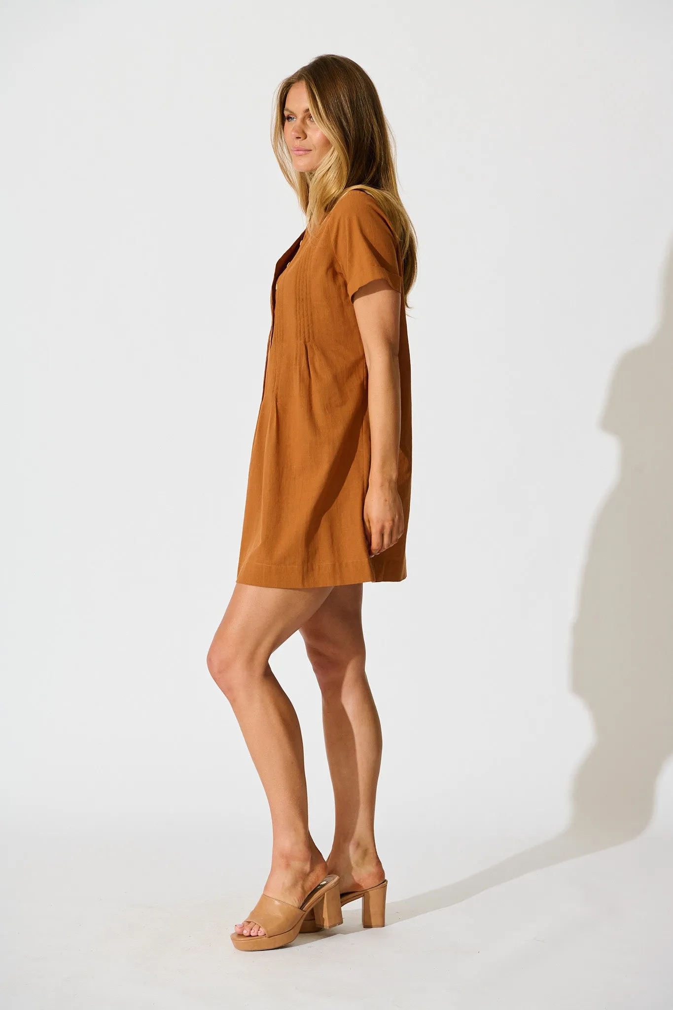 Ivory Fields Smock Dress in Camel Brown Cotton sold by St Frock product image thumbnail 3