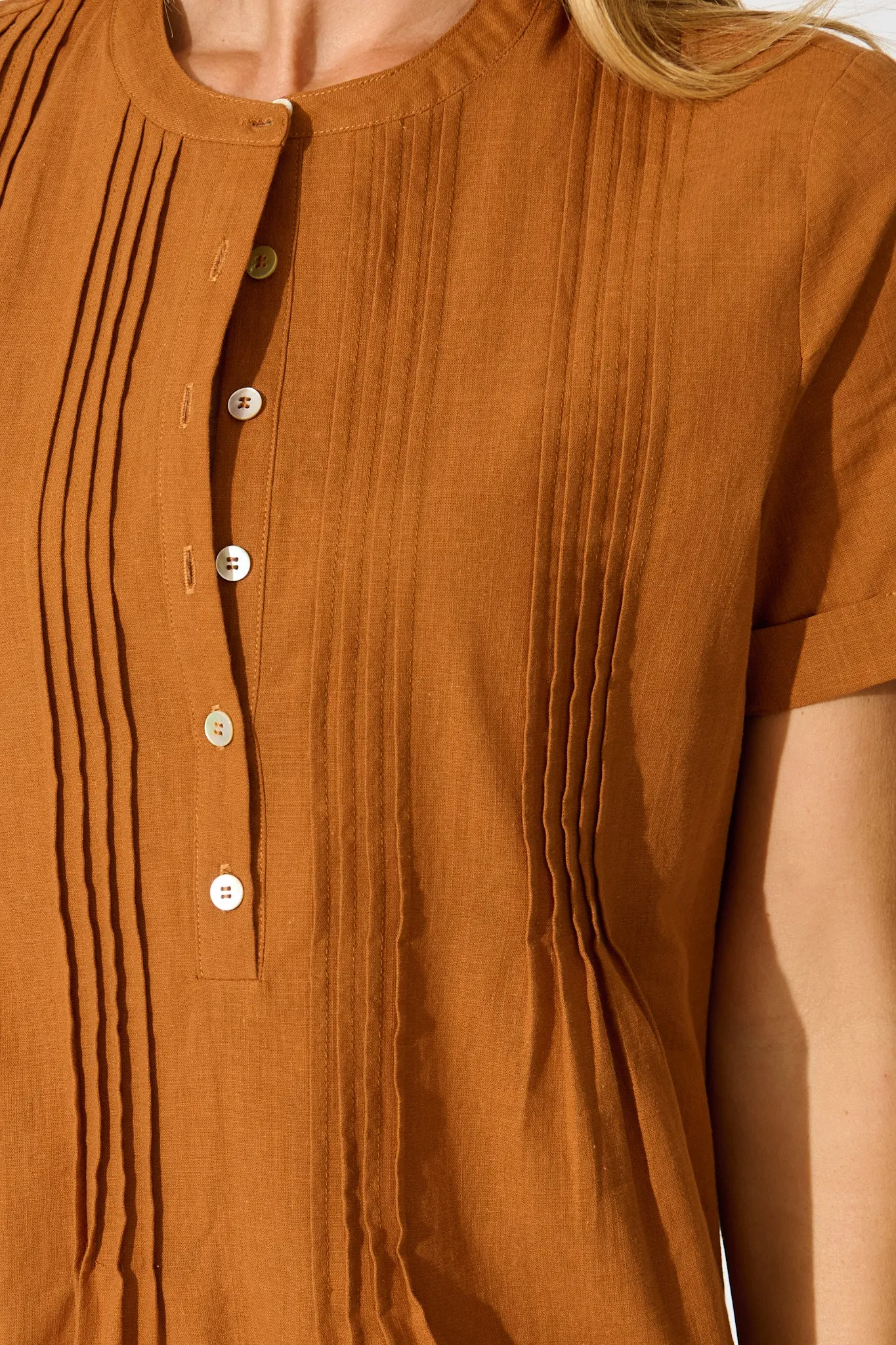 Ivory Fields Smock Dress in Camel Brown Cotton sold by St Frock product image thumbnail 5