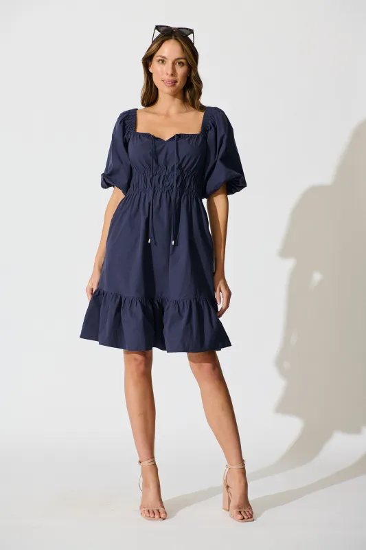 Kierah Dress in Navy Cotton sold by St Frock