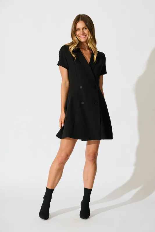 The Essential Edit Blazer Dress in Black sold by St Frock