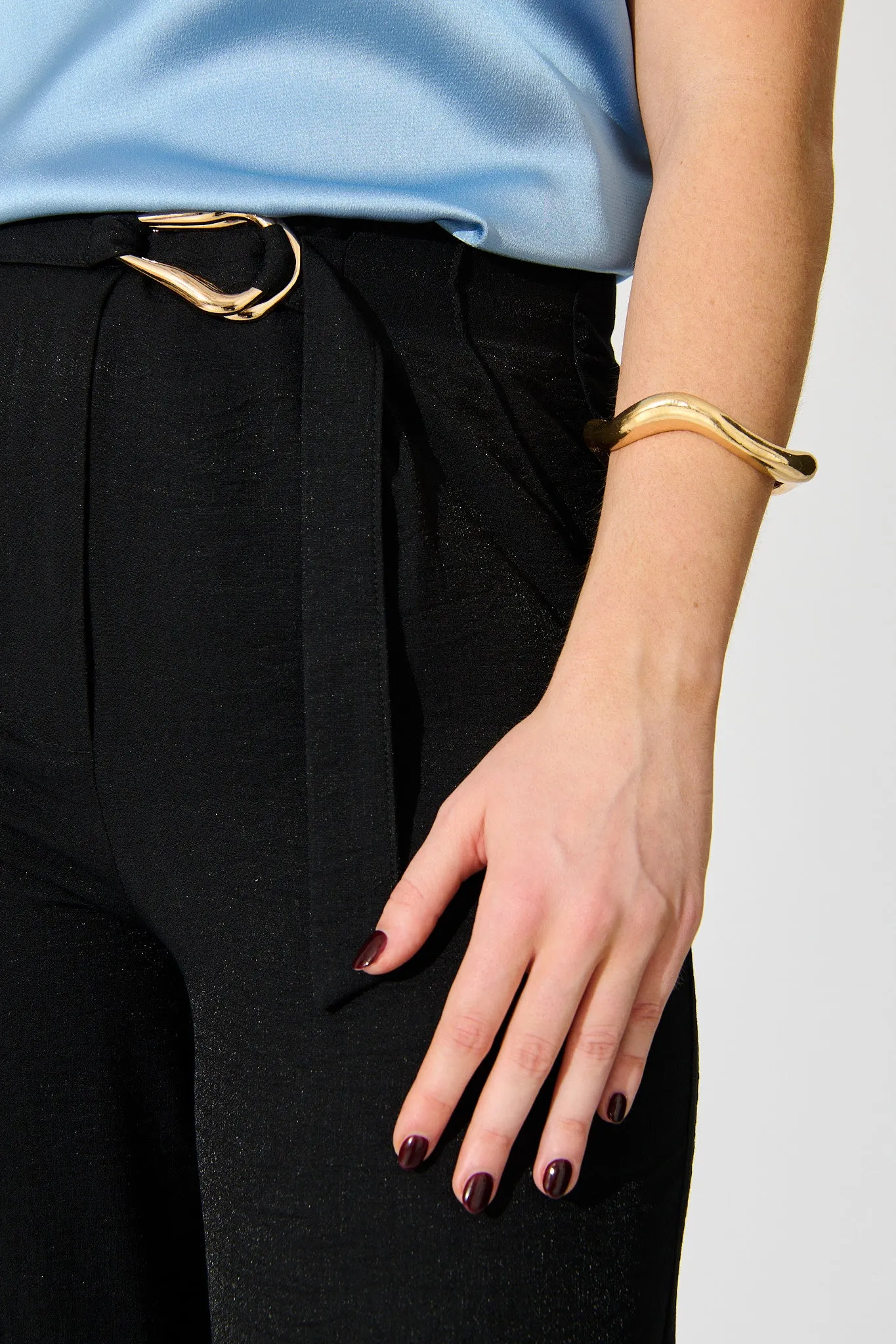 Freya Sculptural Cuff Bangle in Gold sold by St Frock product image thumbnail 2