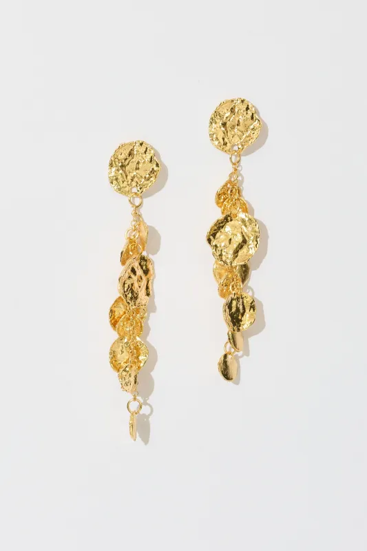 Ariana Drop Earrings in Gold Textured sold by St Frock