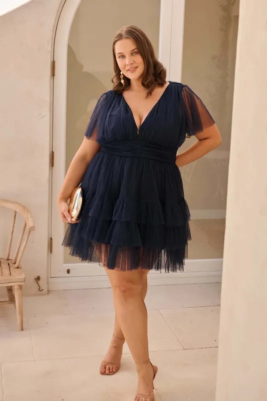 Air and Grace Dress in Navy Tulle sold by St Frock