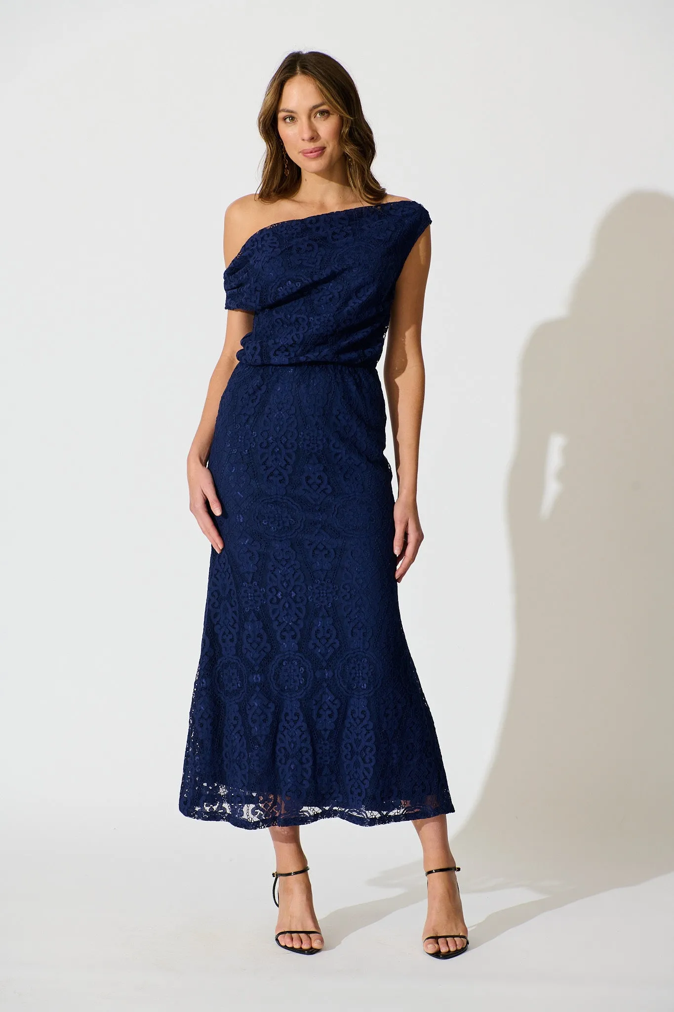 Valencia Lace Midi Dress in Navy sold by St Frock product image thumbnail 4