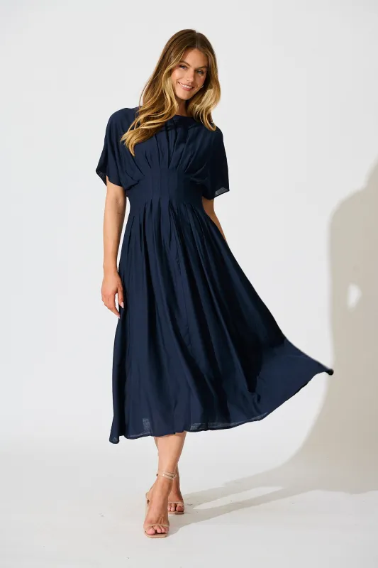 Elegance Echo Maxi Dress in Navy sold by St Frock