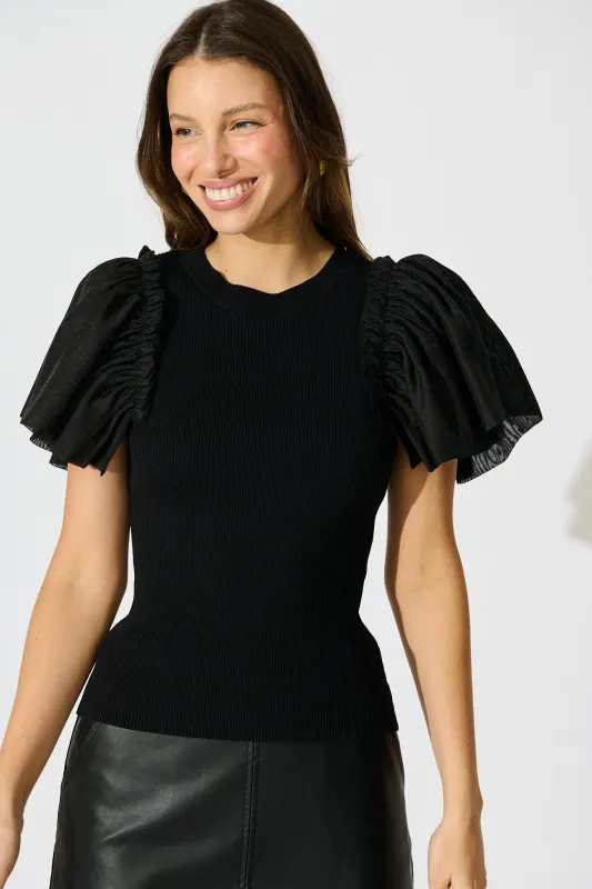 Fly Away Knit Top in Black sold by St Frock