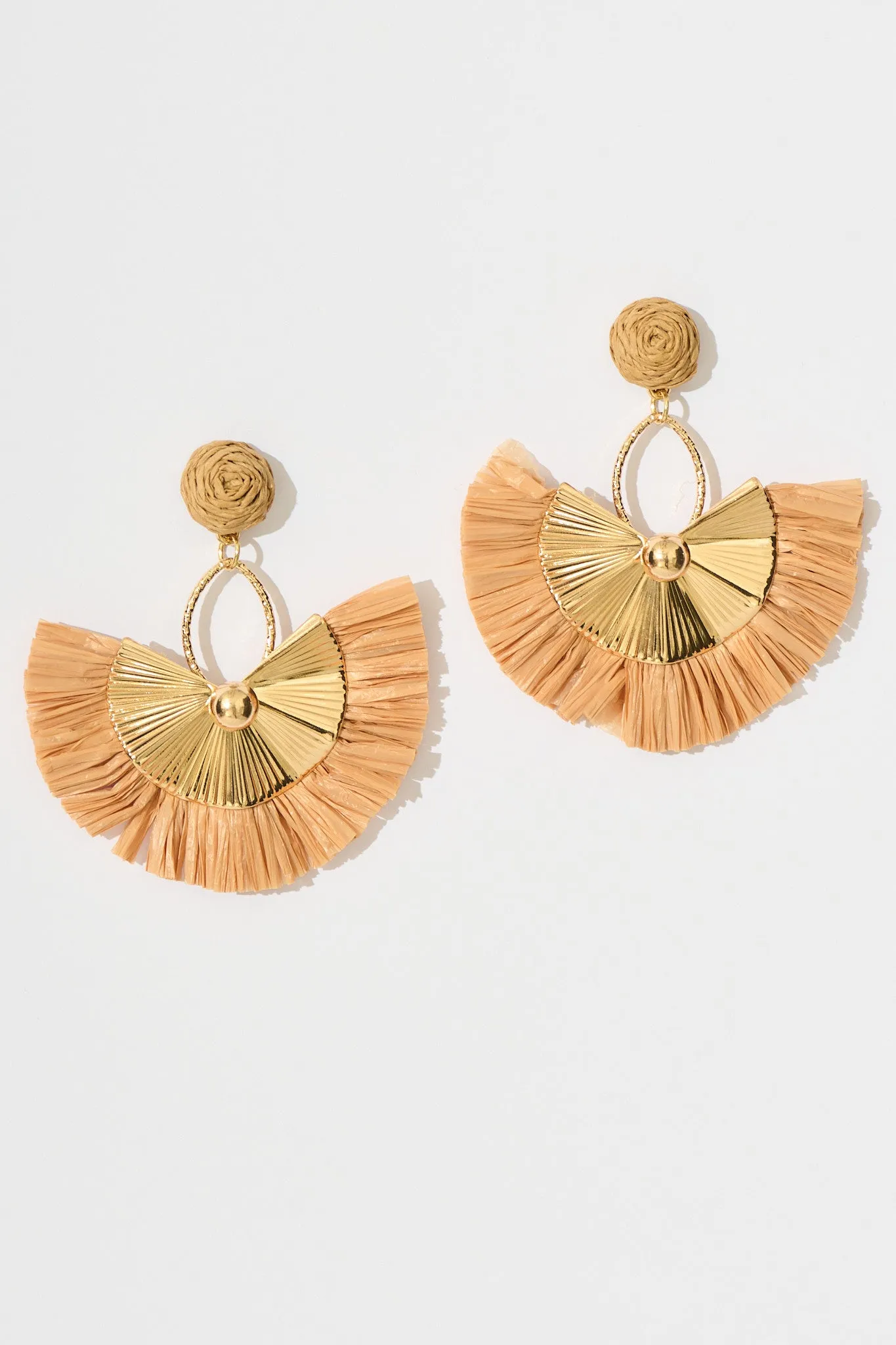 Ella Drop Earrings in Natural Raffia with Gold Accent sold by St Frock product image thumbnail 3