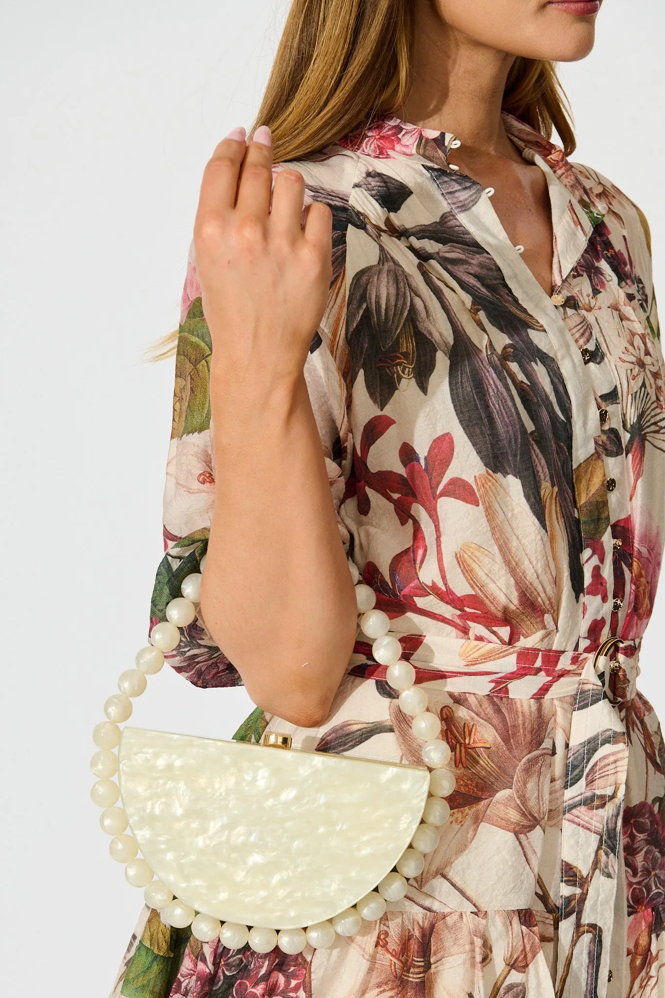 Delilah Beaded Clutch Bag in Pearlescent Acrylic sold by St Frock product image thumbnail 3