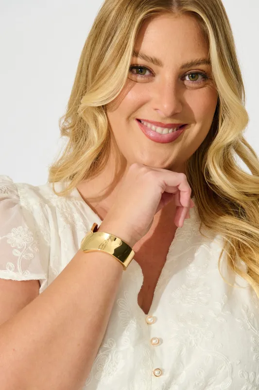 Marina Sculptural Open Bangle in Gold sold by St Frock