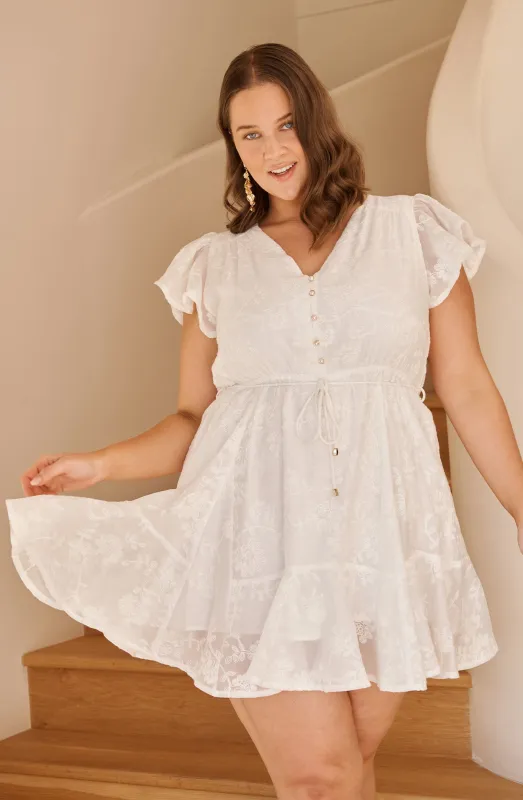 Embroidered Grace Dress in White sold by St Frock