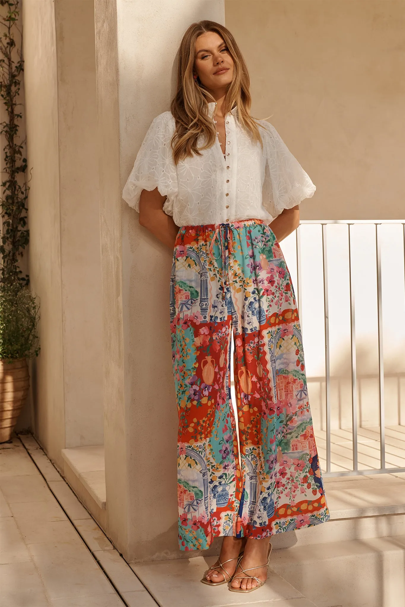 Romeo Pant in Multi Resort Linen Blend sold by St Frock product image thumbnail 2
