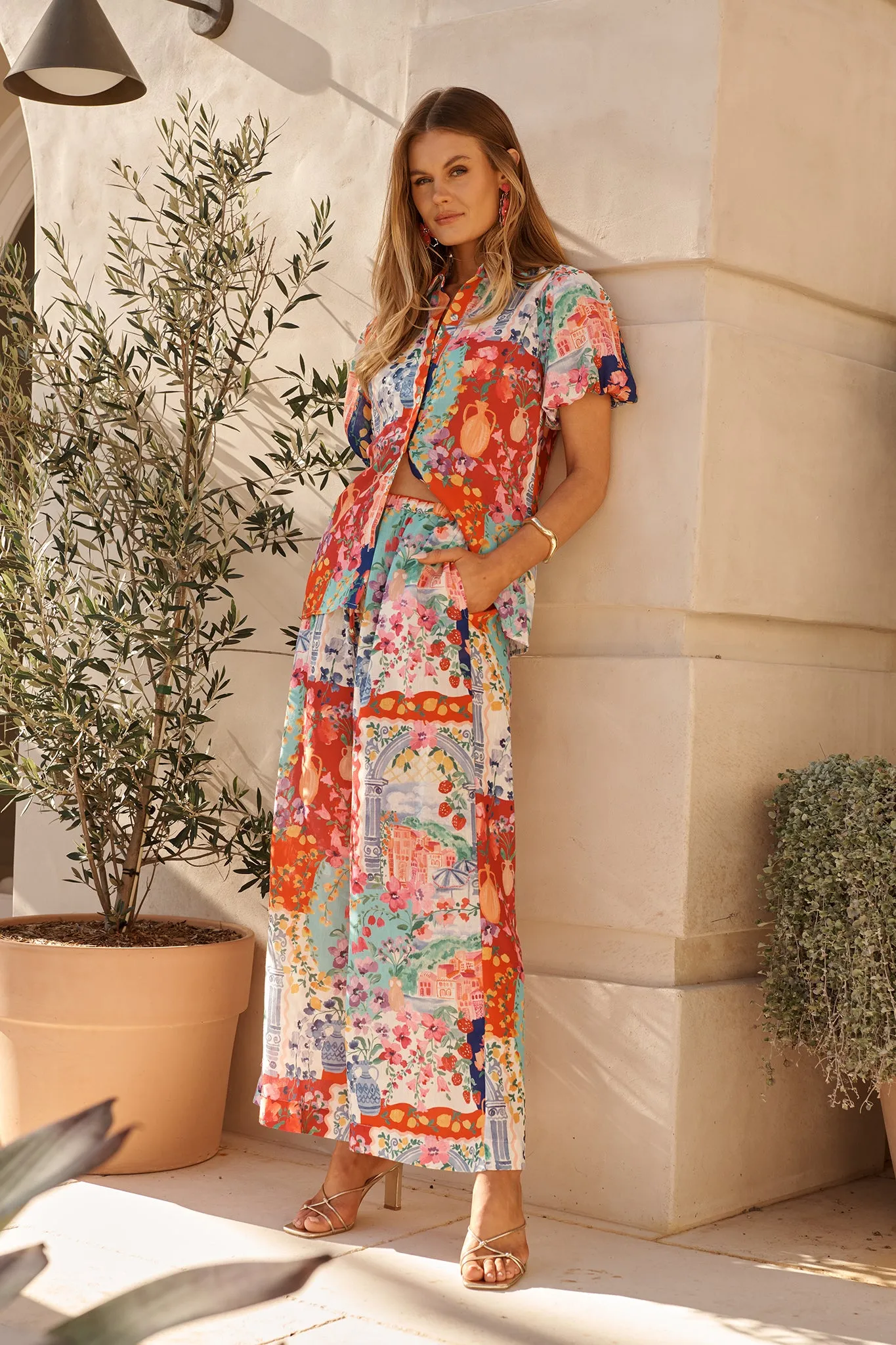 Romeo Pant in Multi Resort Linen Blend sold by St Frock product image thumbnail 5