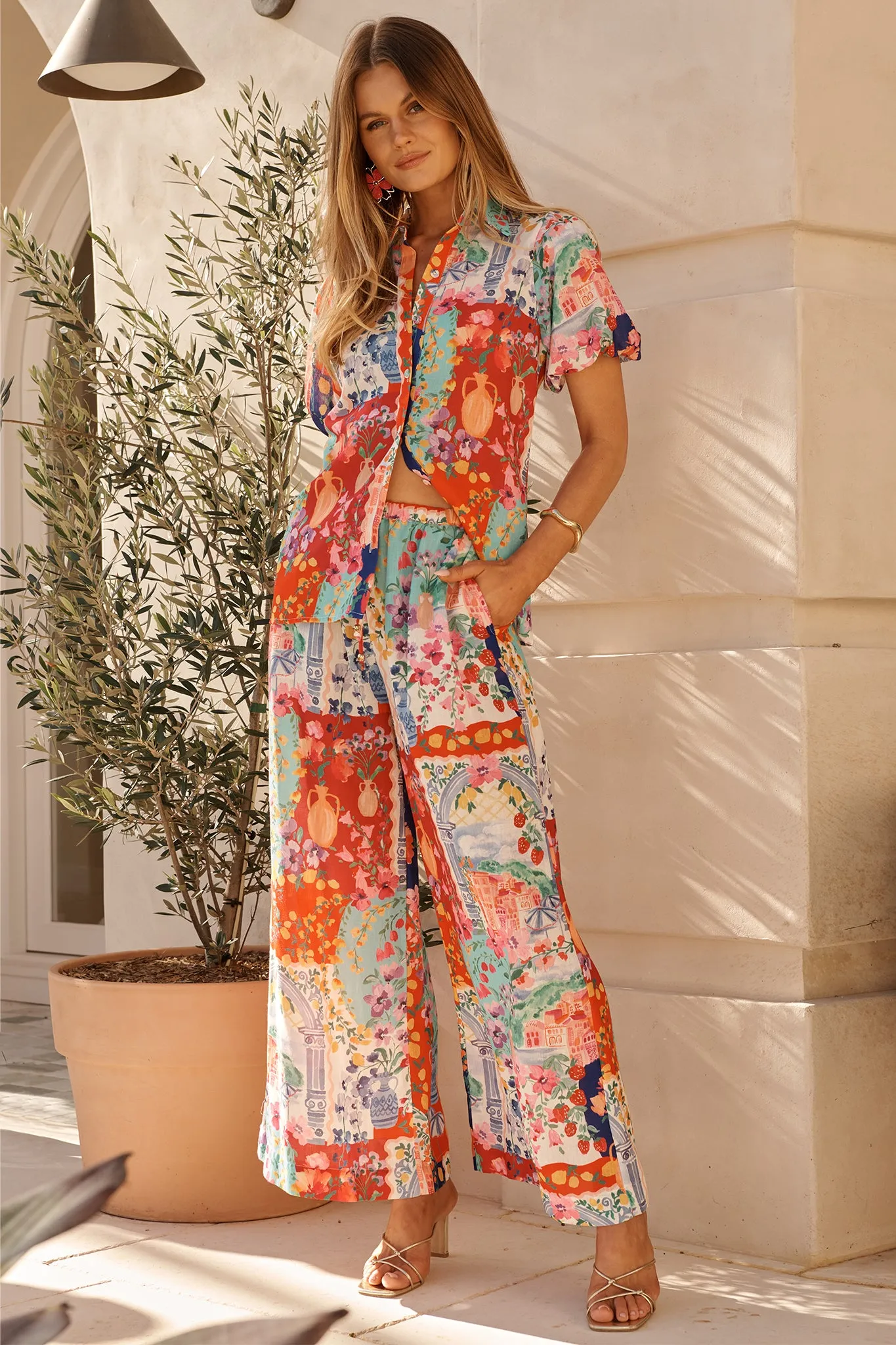 Romeo Pant in Multi Resort Linen Blend sold by St Frock product image thumbnail 3