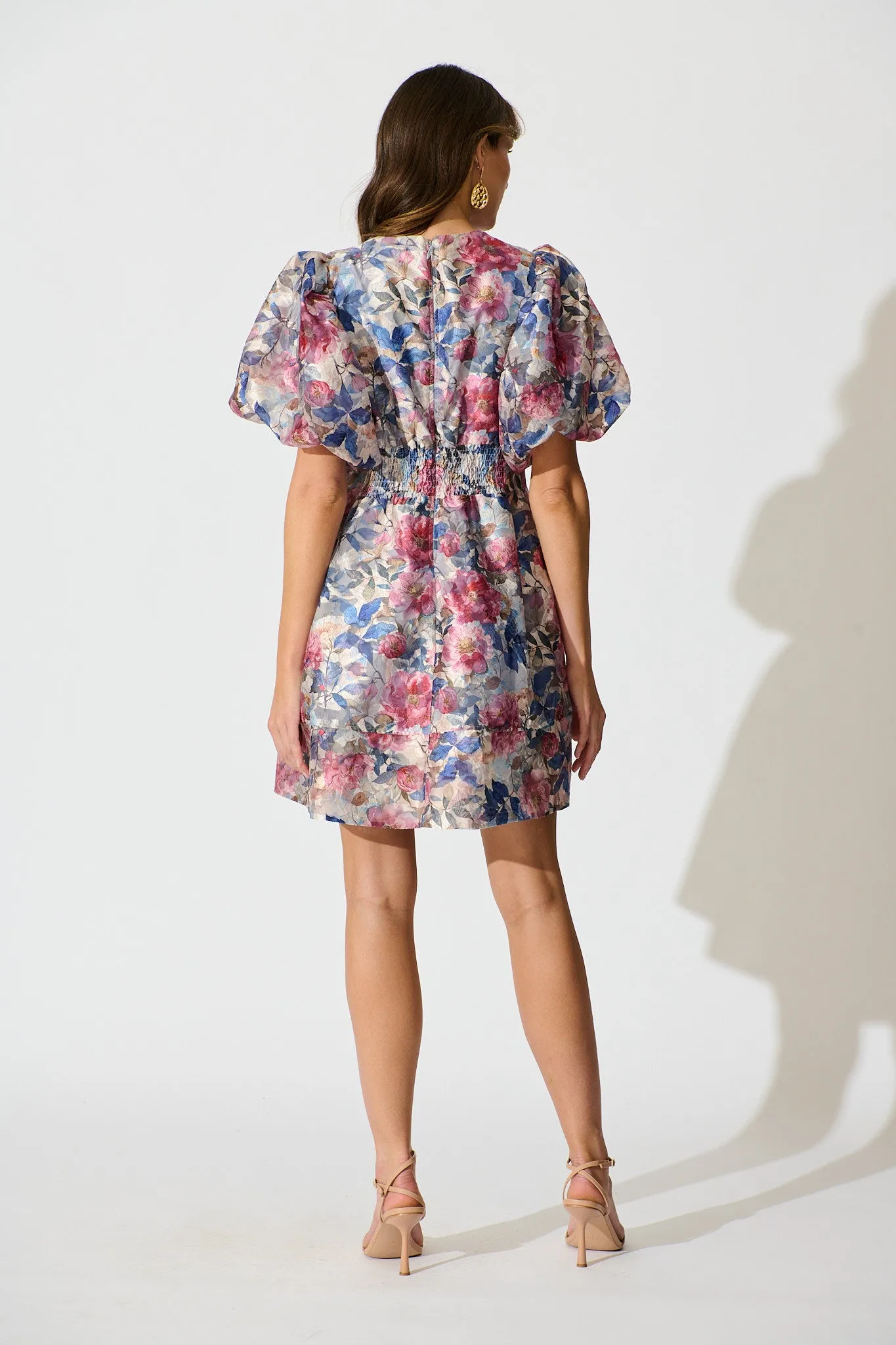 Paris Dreamer Dress in Navy with Pink Floral Organza sold by St Frock product image thumbnail 4