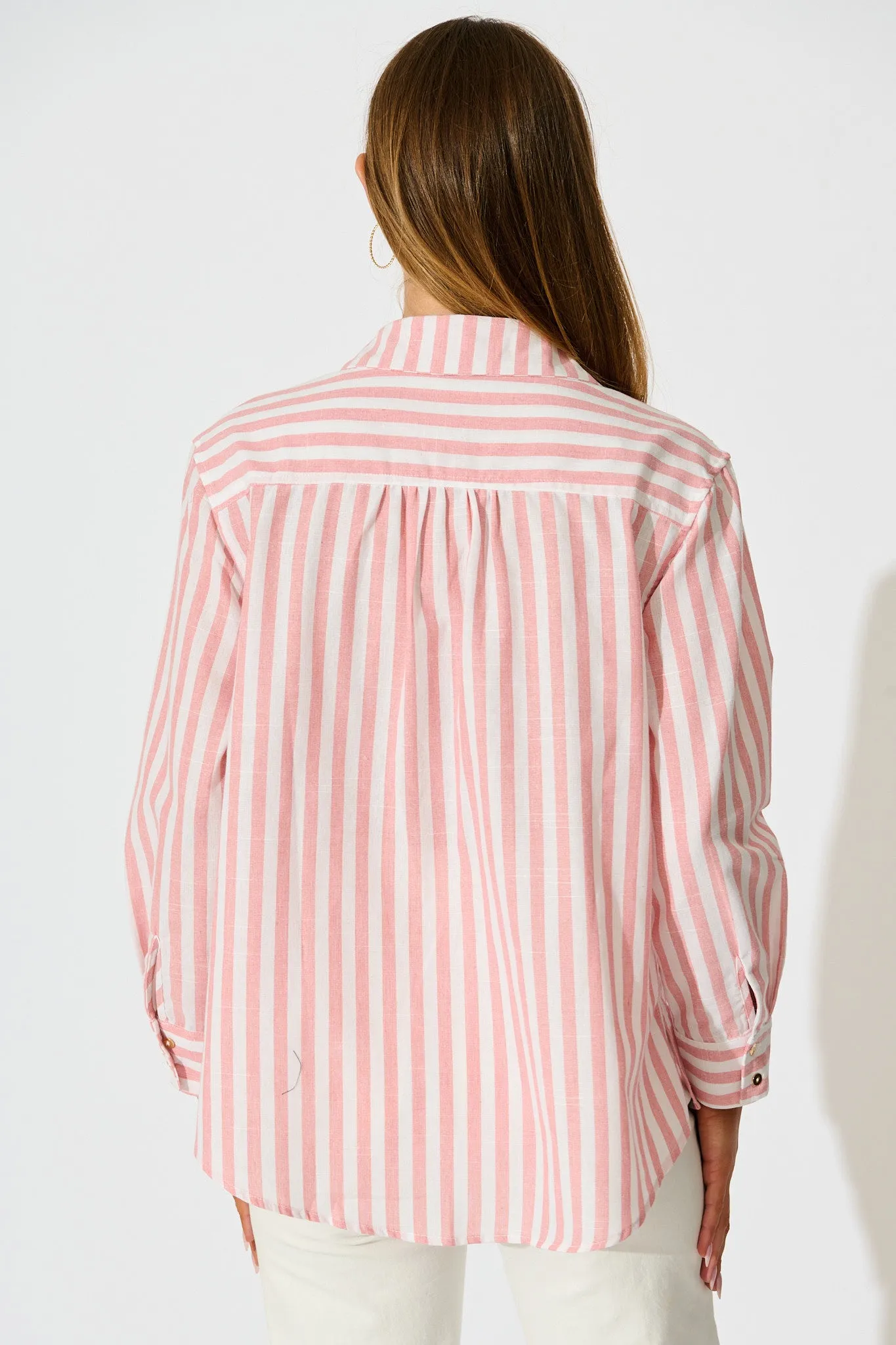 Miro Shirt in Pink Stripe Cotton Blend sold by St Frock product image thumbnail 3