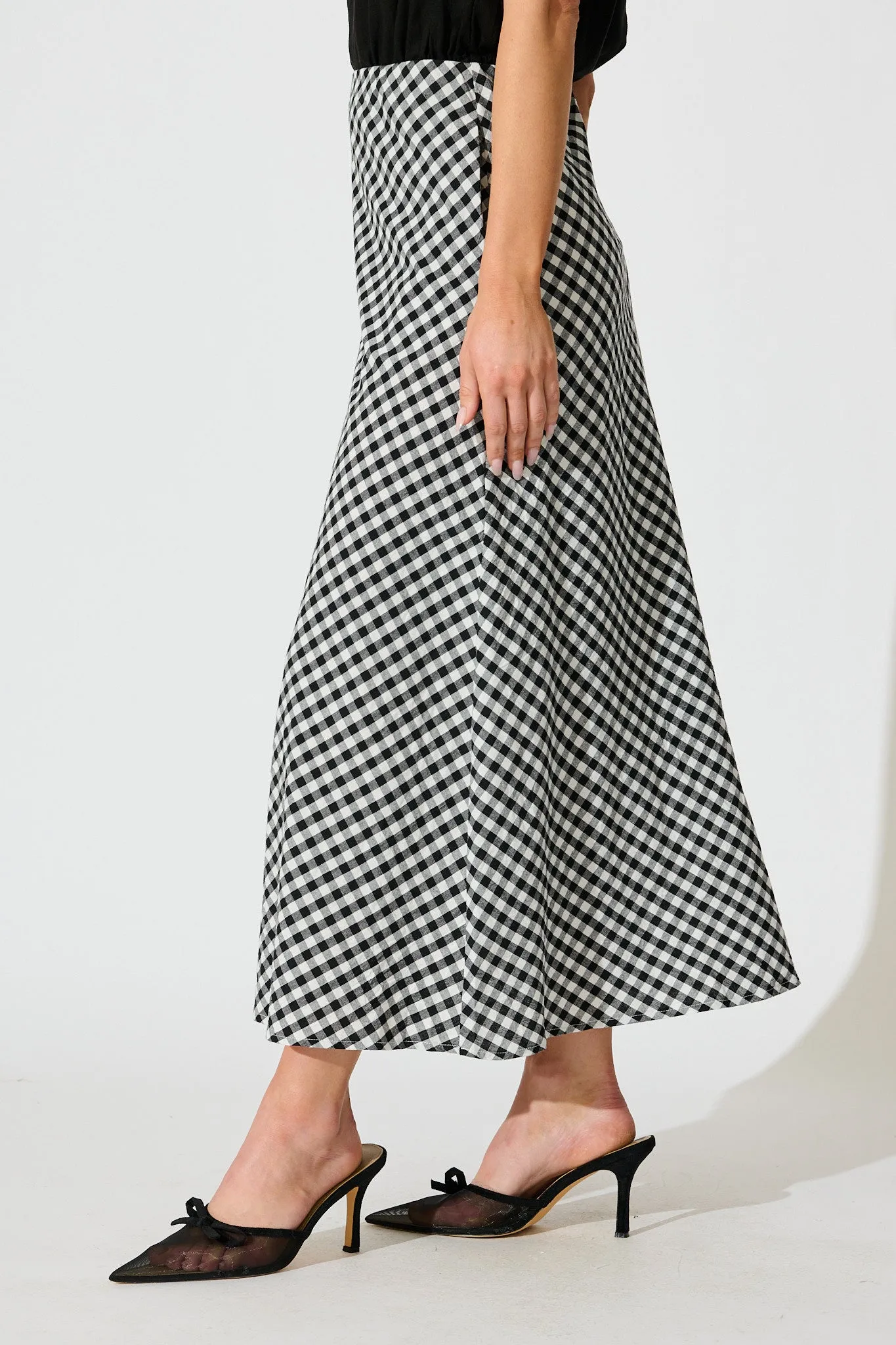 Amor Maxi Skirt in Black and White Gingham Cotton sold by St Frock product image thumbnail 2