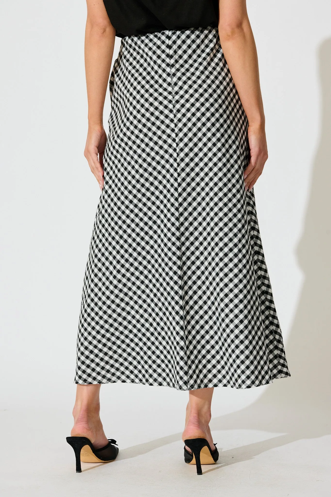 Amor Maxi Skirt in Black and White Gingham Cotton sold by St Frock product image thumbnail 3