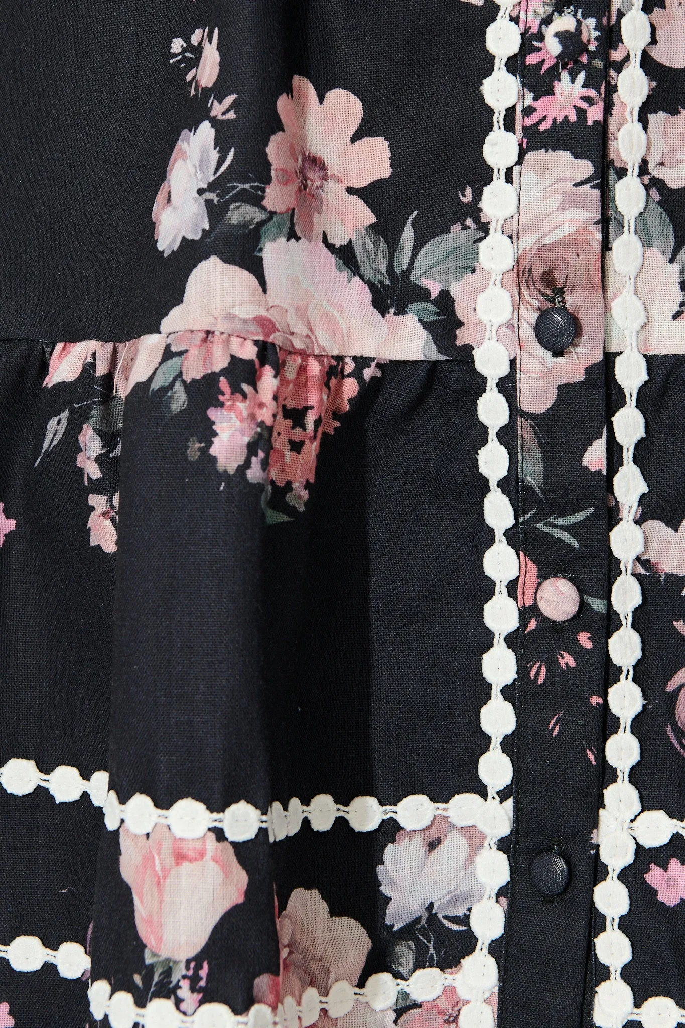 Zami Shirt Dress in Black with Blush Floral Linen Blend sold by St Frock product image thumbnail 5