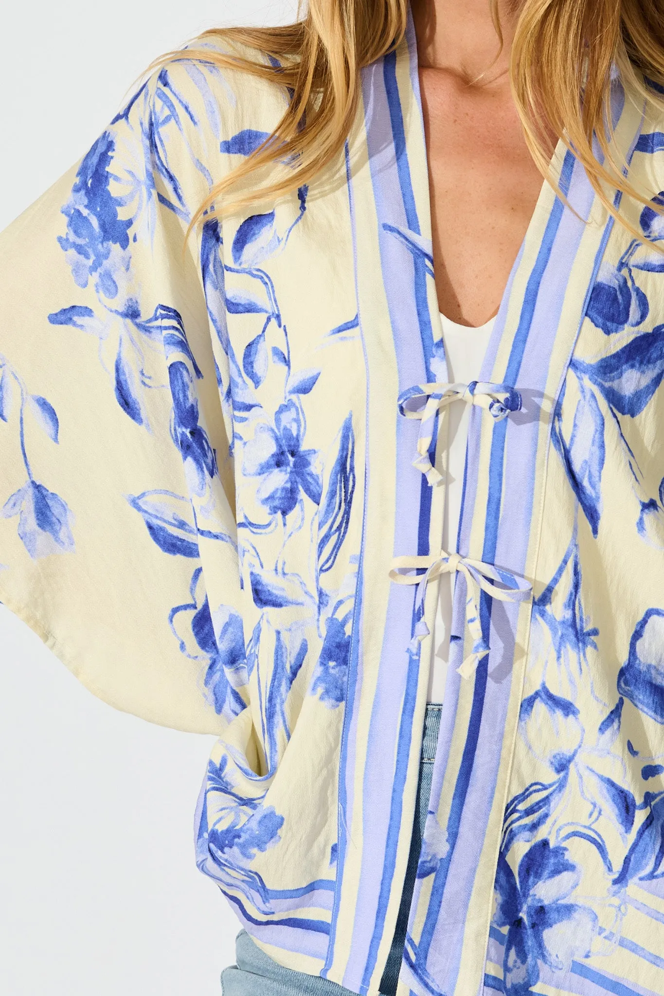 Wren Kimono Top in Blue Floral sold by St Frock product image thumbnail 5