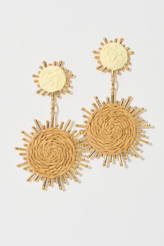 Esme Drop Earrings in Natural Raffia with Gold Accent sold by St Frock