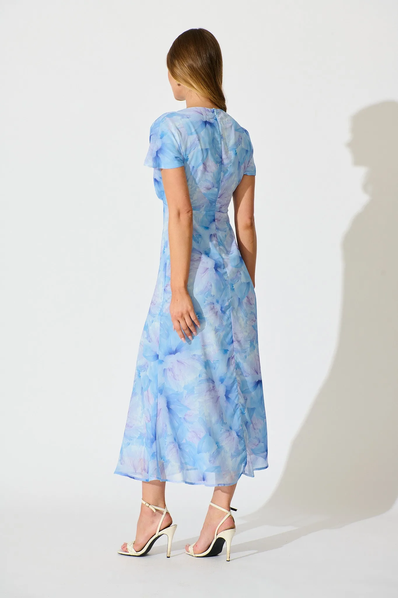 Maelis Maxi Dress in Blue Floral Chiffon sold by St Frock product image thumbnail 4