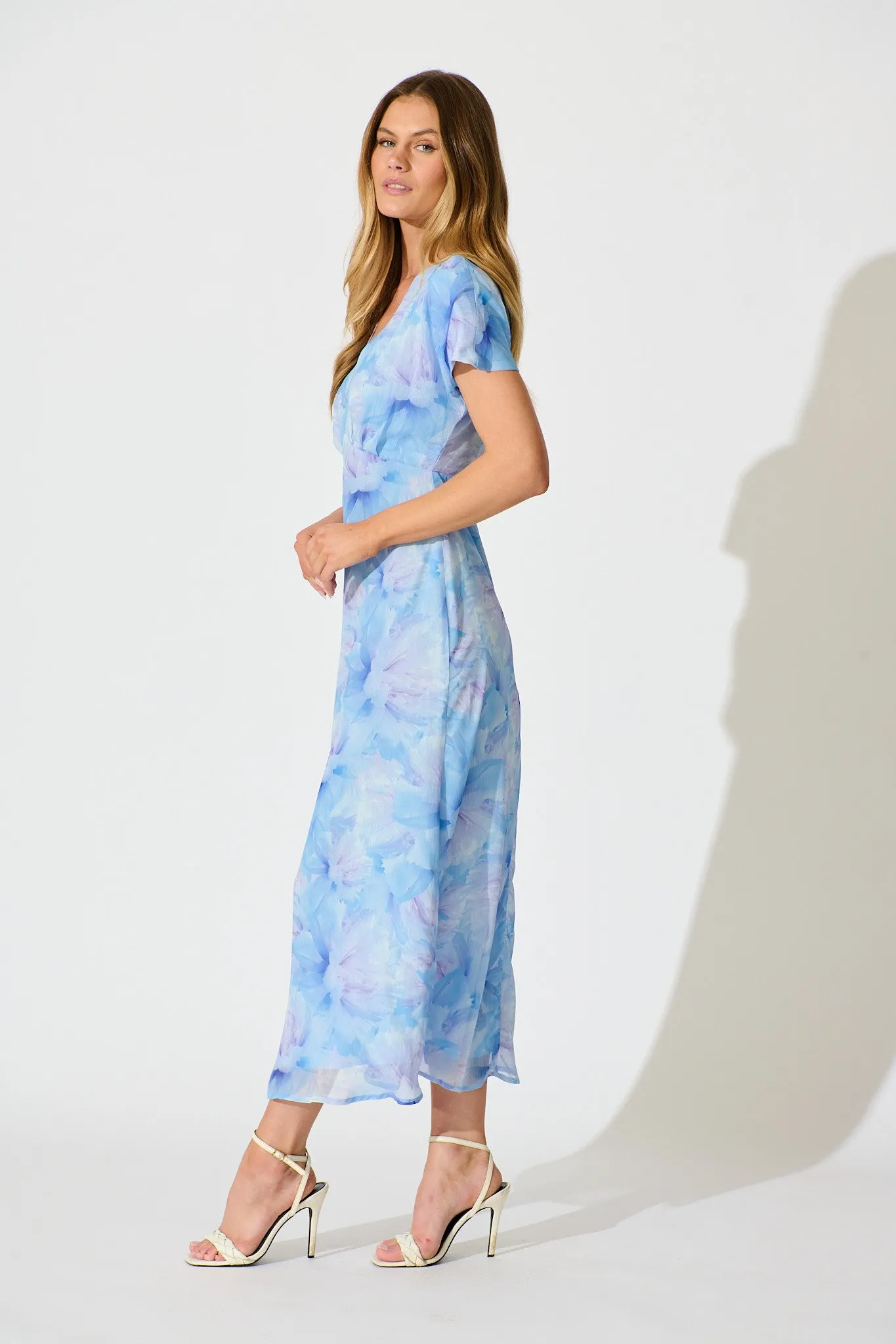 Maelis Maxi Dress in Blue Floral Chiffon sold by St Frock product image thumbnail 3