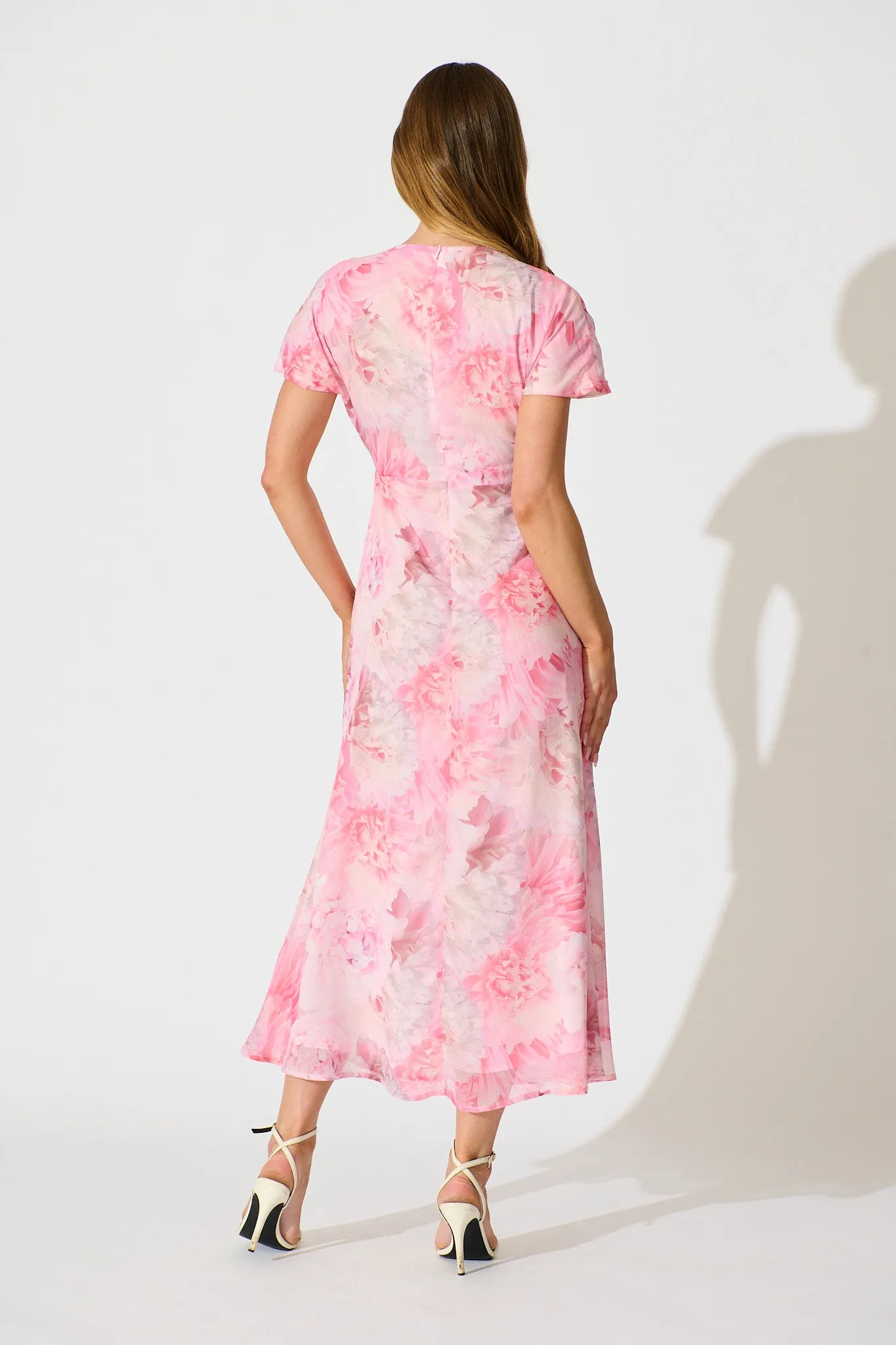 Maelis Maxi Dress in Pink Floral Chiffon sold by St Frock product image thumbnail 4