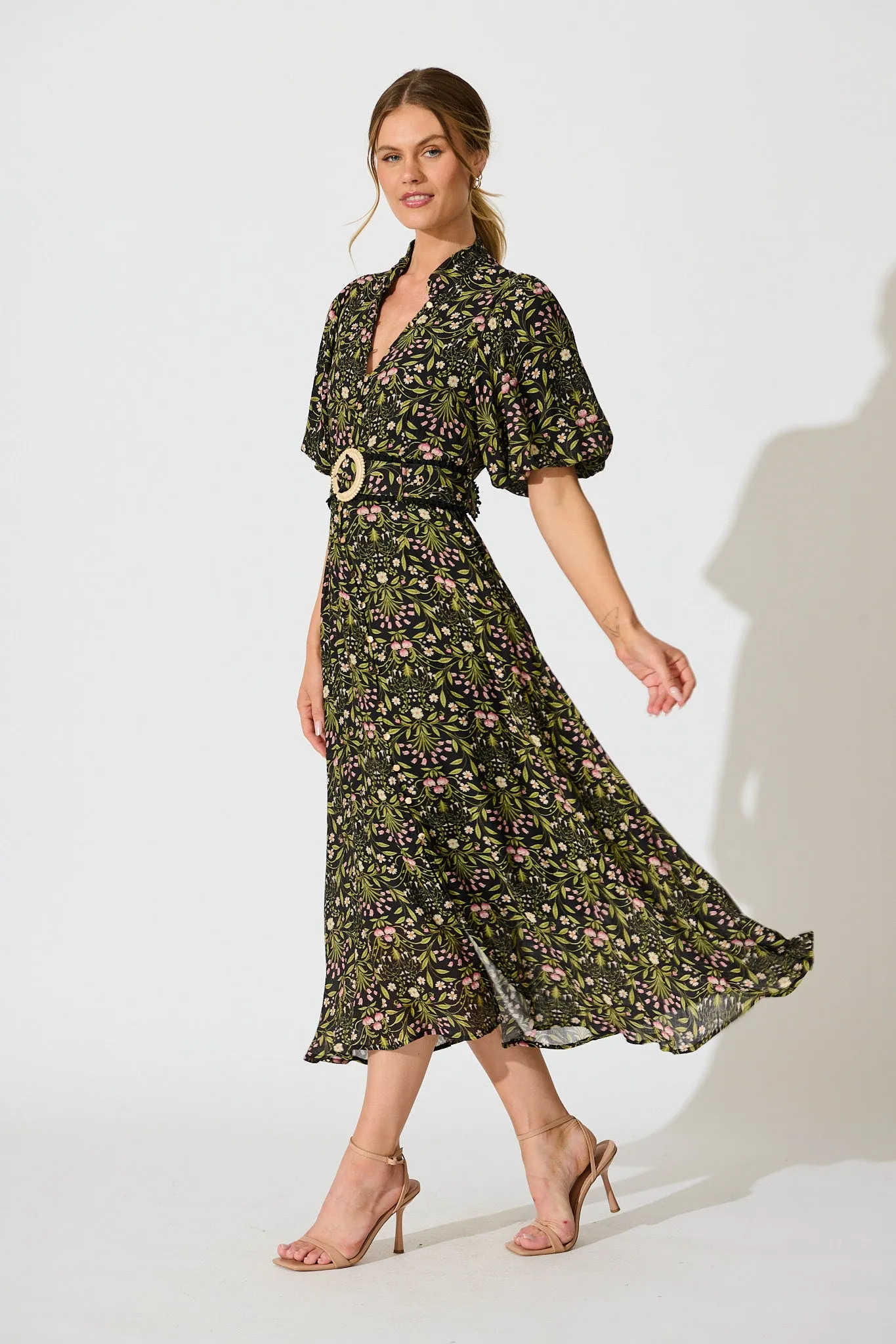 Selestia Maxi Dress in Black Floral sold by St Frock product image thumbnail 3