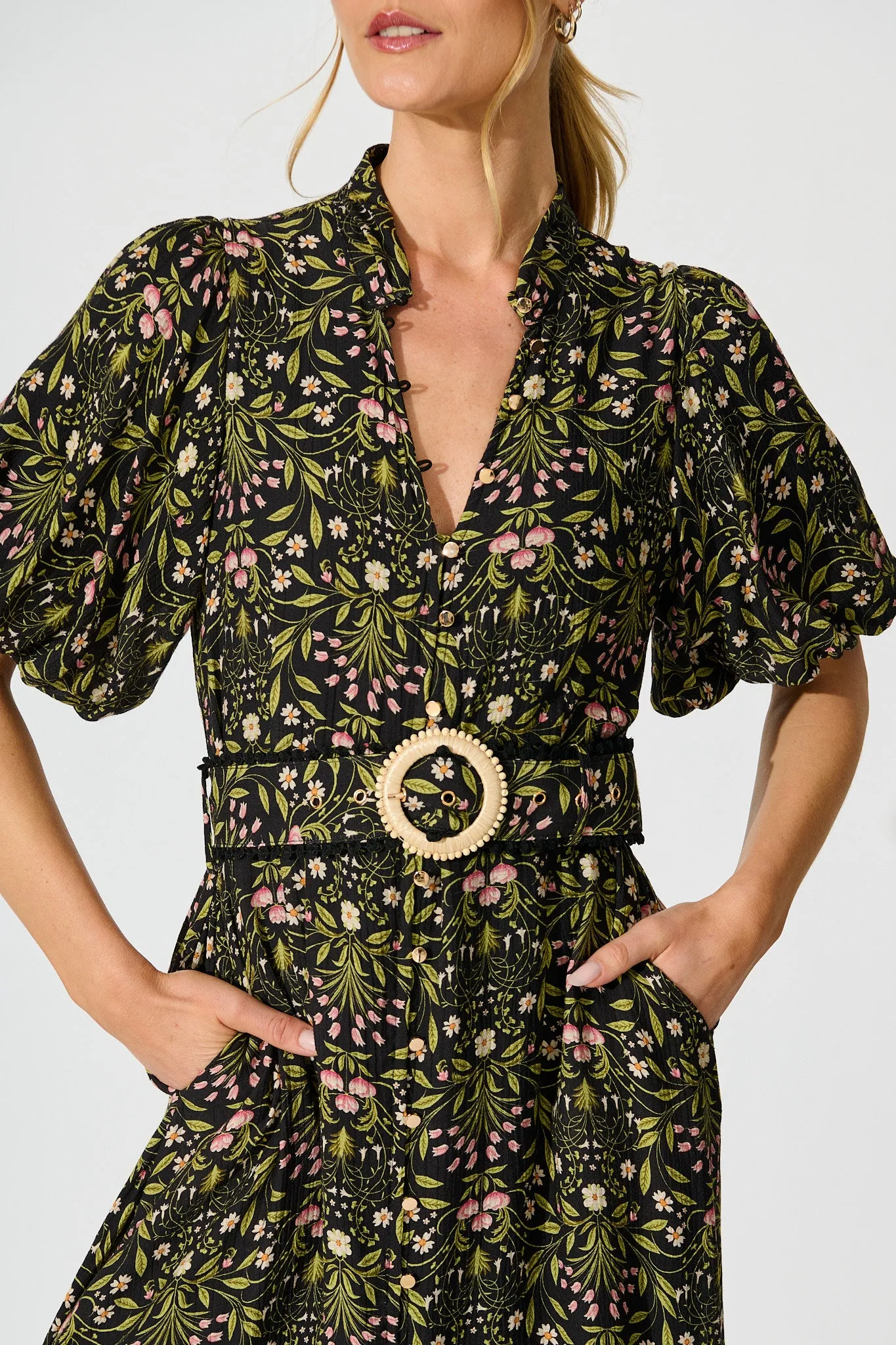 Selestia Maxi Dress in Black Floral sold by St Frock product image thumbnail 5