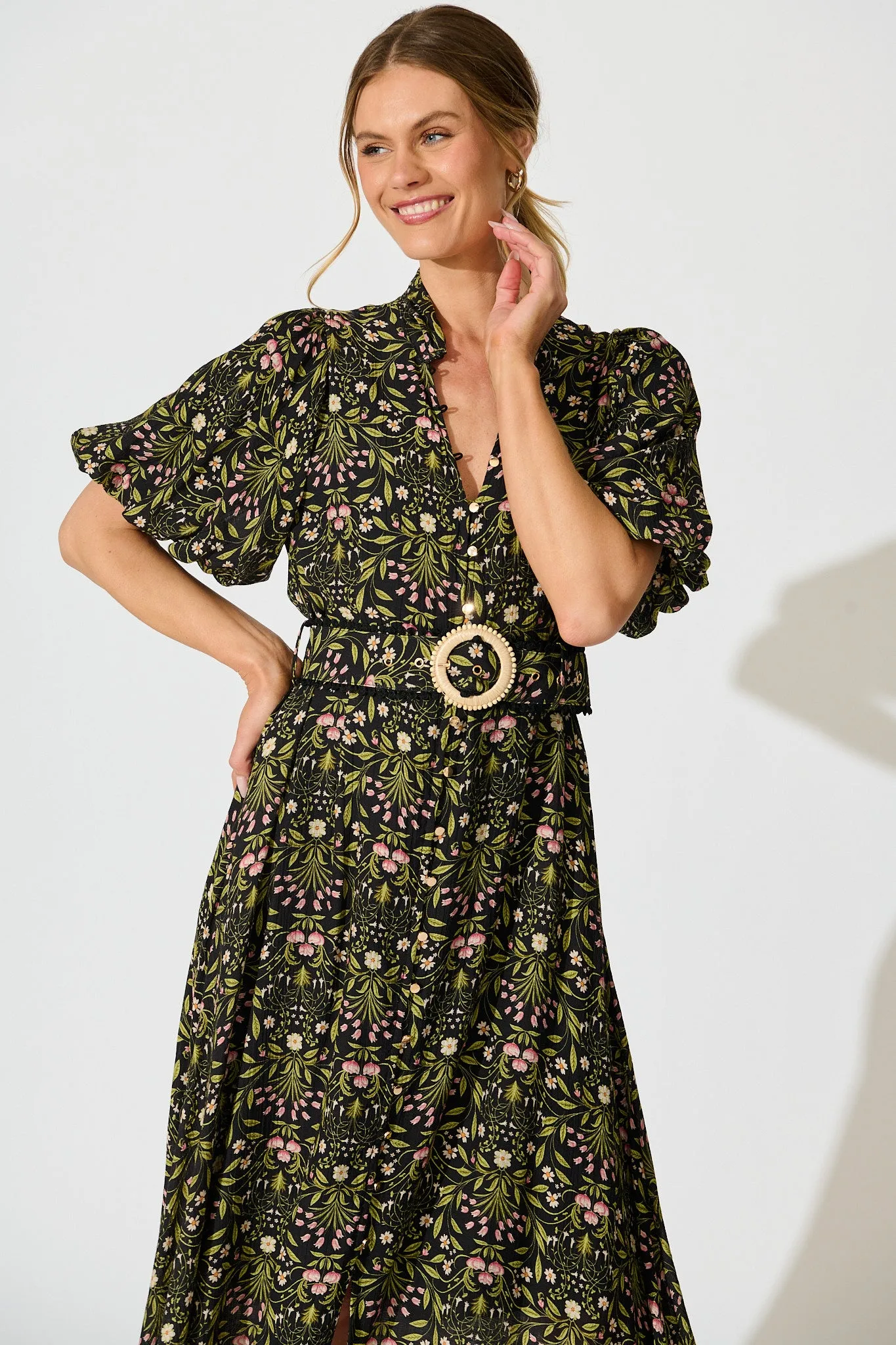 Selestia Maxi Dress in Black Floral sold by St Frock product image thumbnail 2