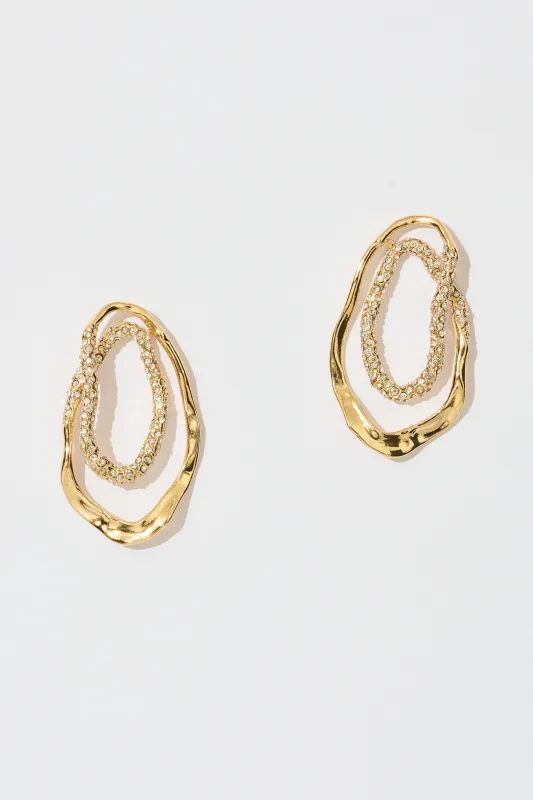 Veronica Statement Earrings in Gold with Diamante made by St Frock
