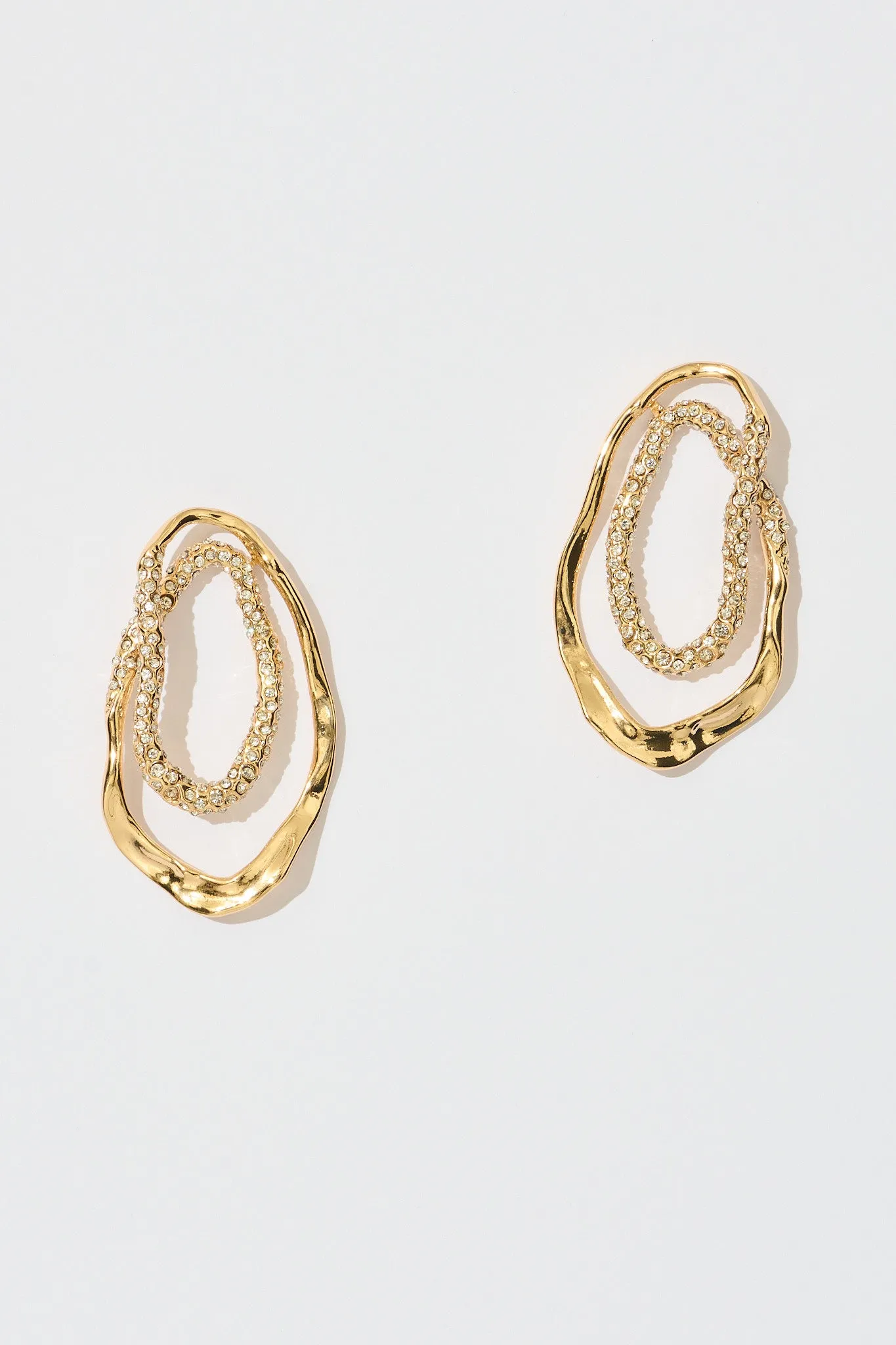 Veronica Statement Earrings in Gold with Diamante sold by St Frock