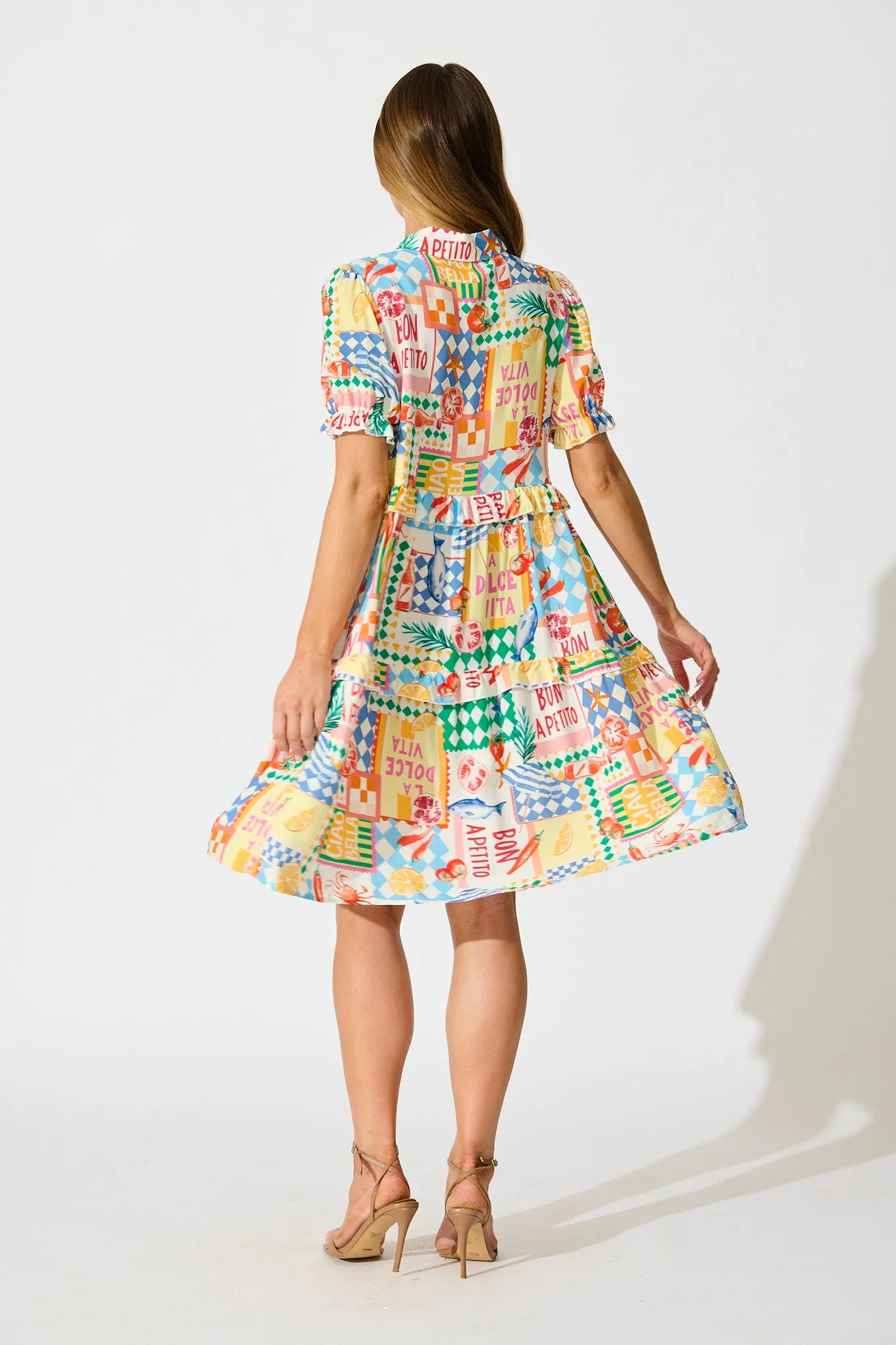 Power Of Love Shirt Dress in White Multi Conversational Print sold by St Frock product image thumbnail 4