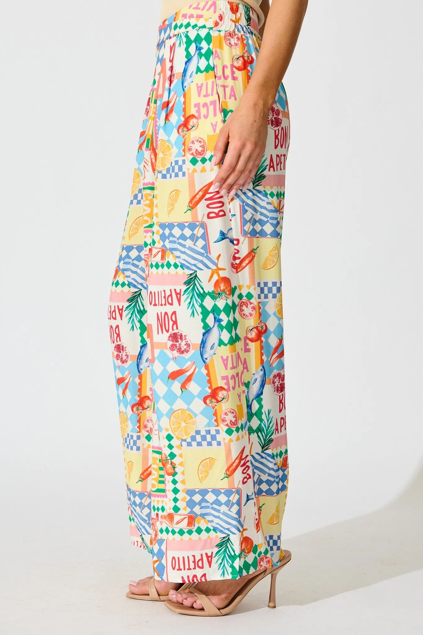 Gilligan Pant in White Multi Conversational Print sold by St Frock product image thumbnail 2