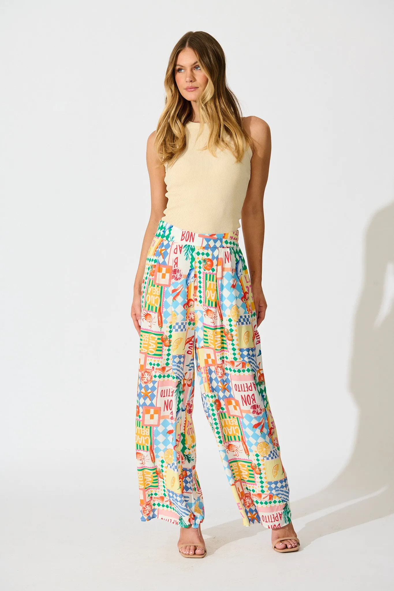 Gilligan Pant in White Multi Conversational Print sold by St Frock product image thumbnail 4