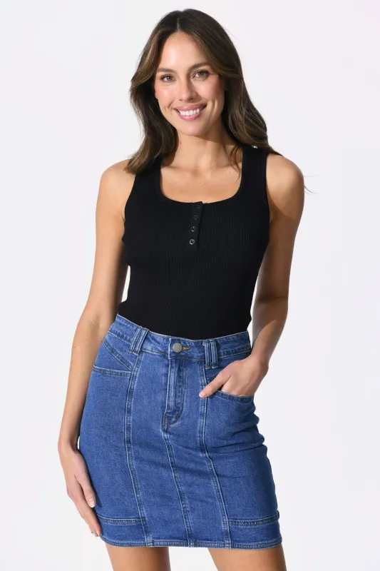 Sundae Denim Skirt in Dark Blue Wash sold by St Frock