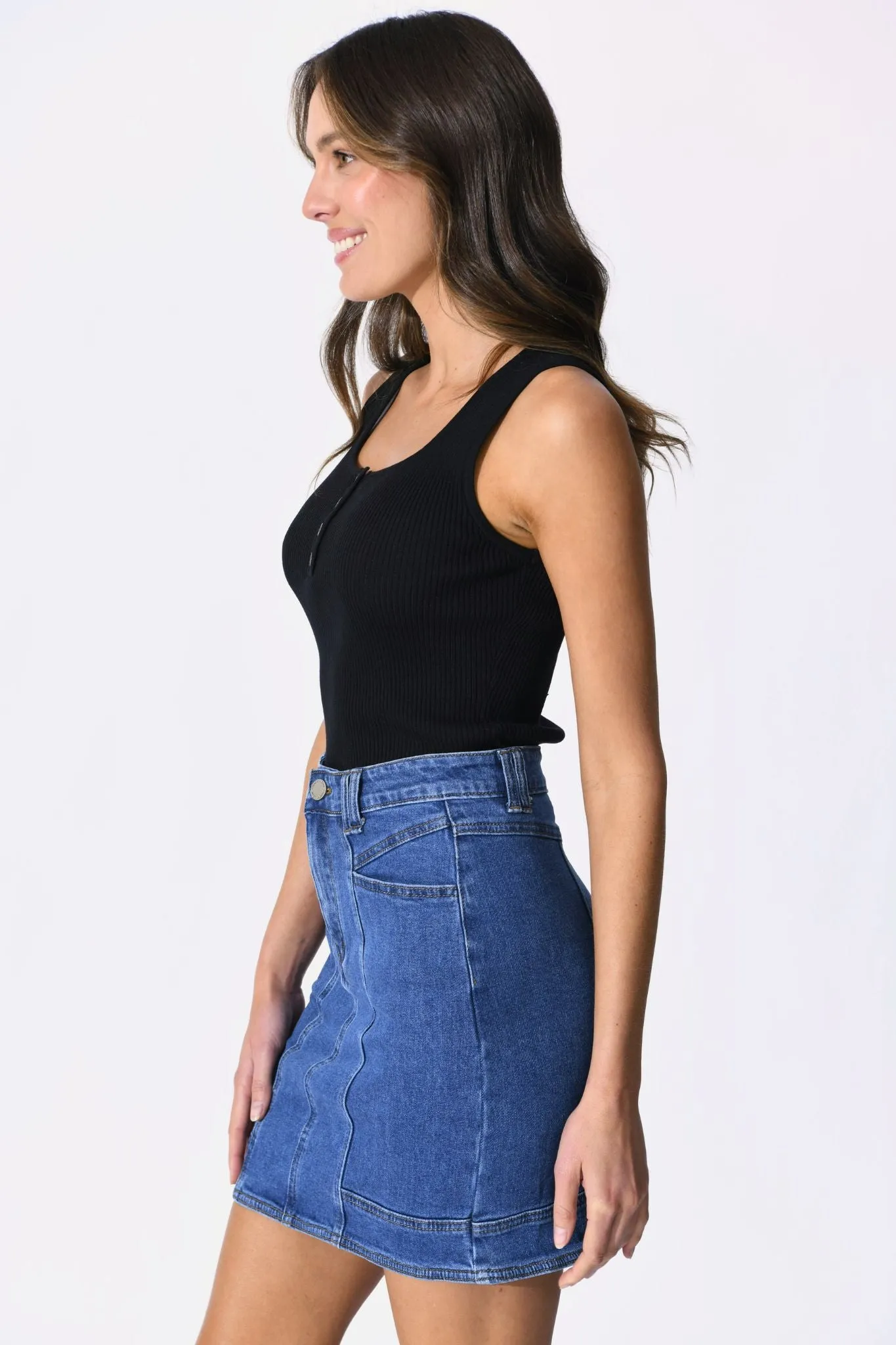 Sundae Denim Skirt in Dark Blue Wash sold by St Frock product image thumbnail 2