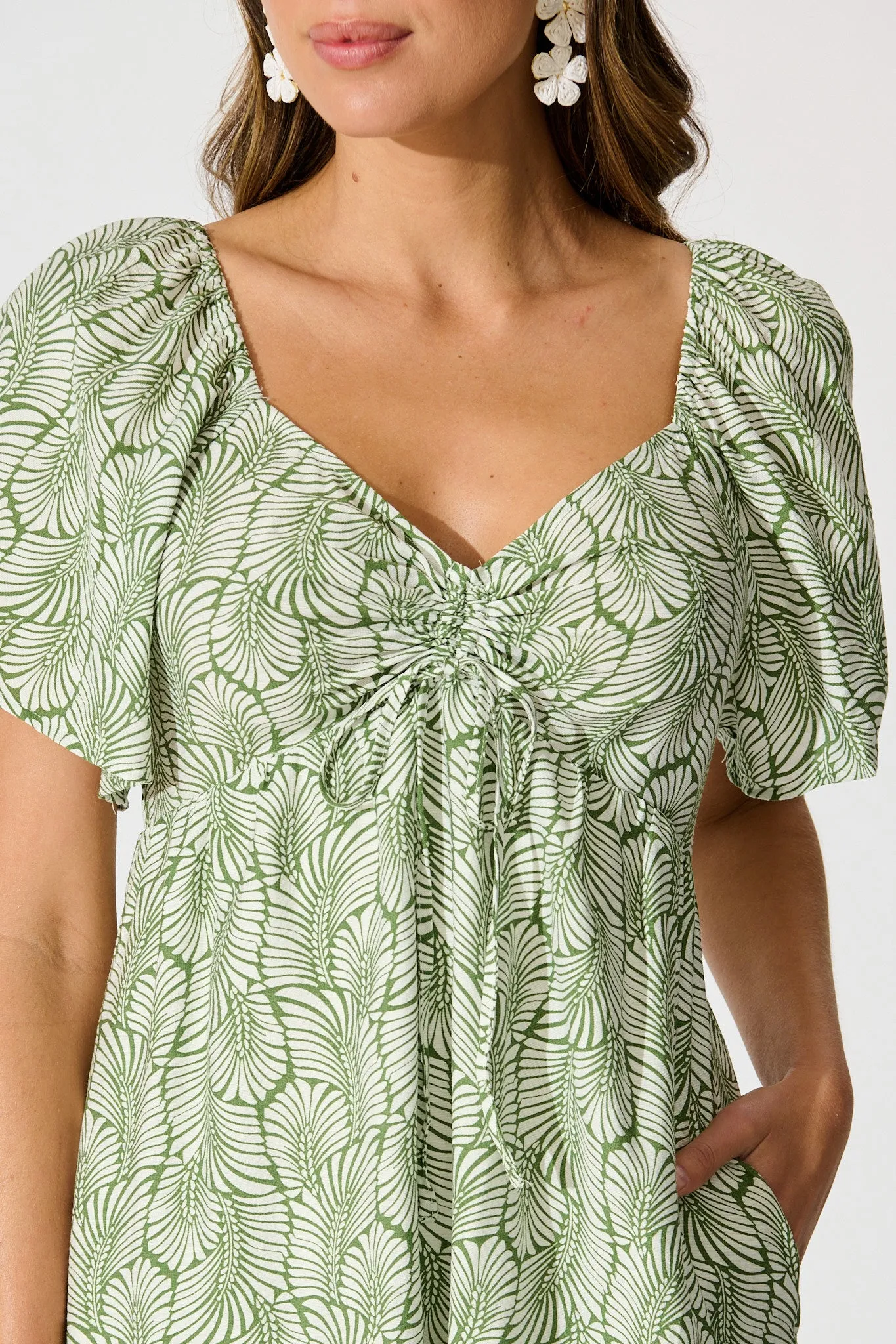 Kammy Midi Dress in Green Leaf Print sold by St Frock product image thumbnail 5