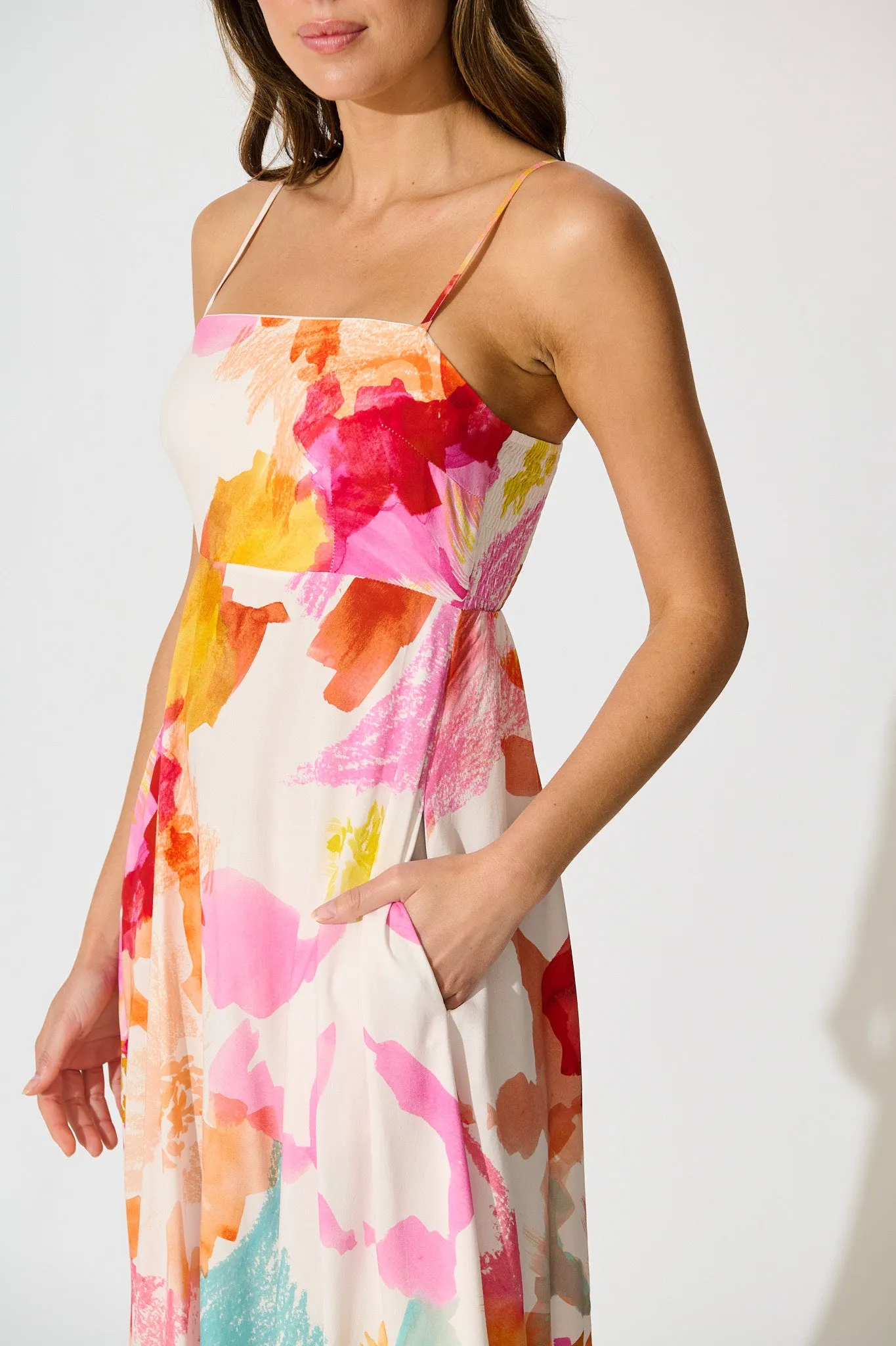 Willa Maxi Sundress in Blush and Multi Floral sold by St Frock product image thumbnail 5