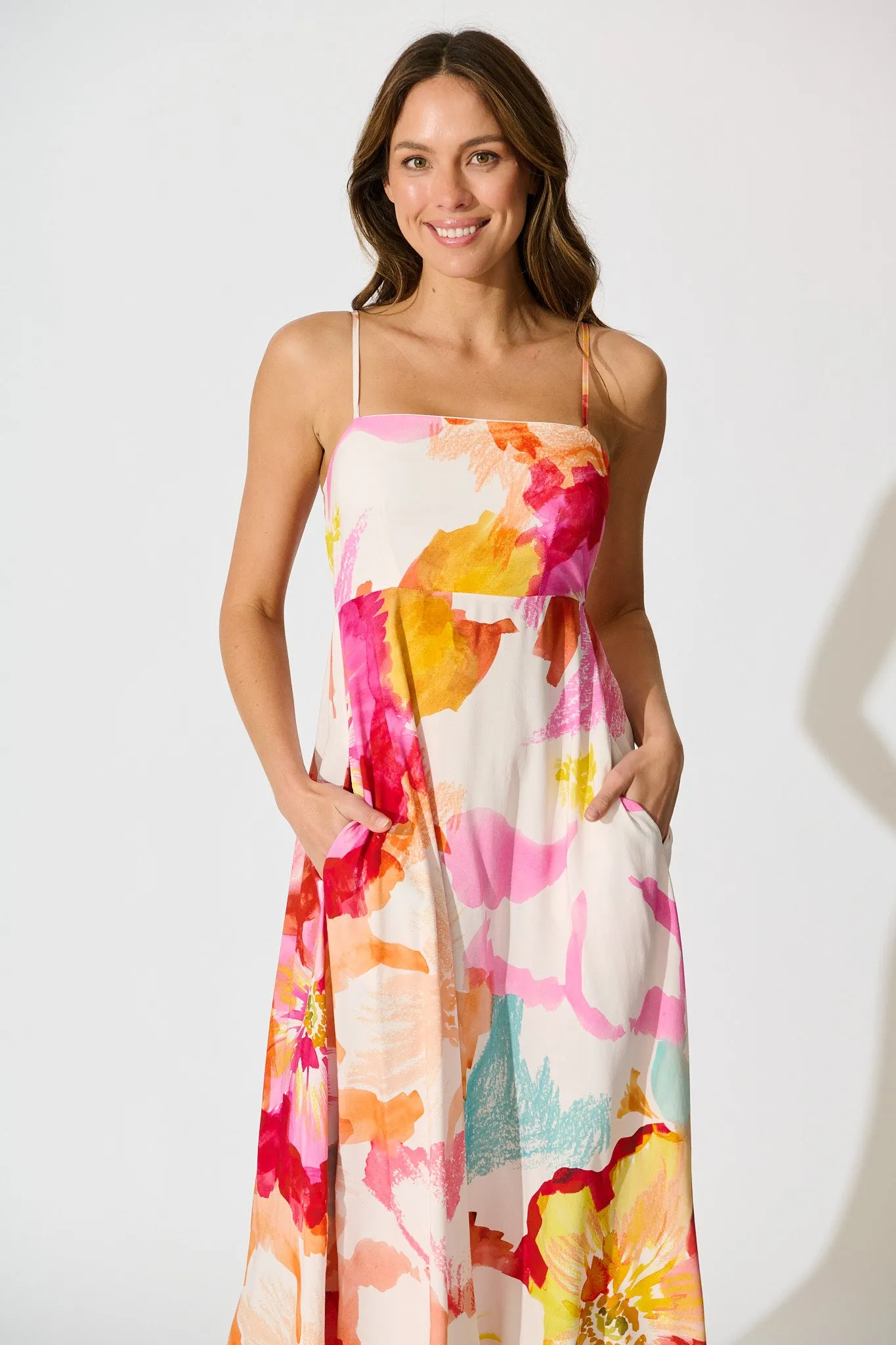 Willa Maxi Sundress in Blush and Multi Floral sold by St Frock product image thumbnail 2