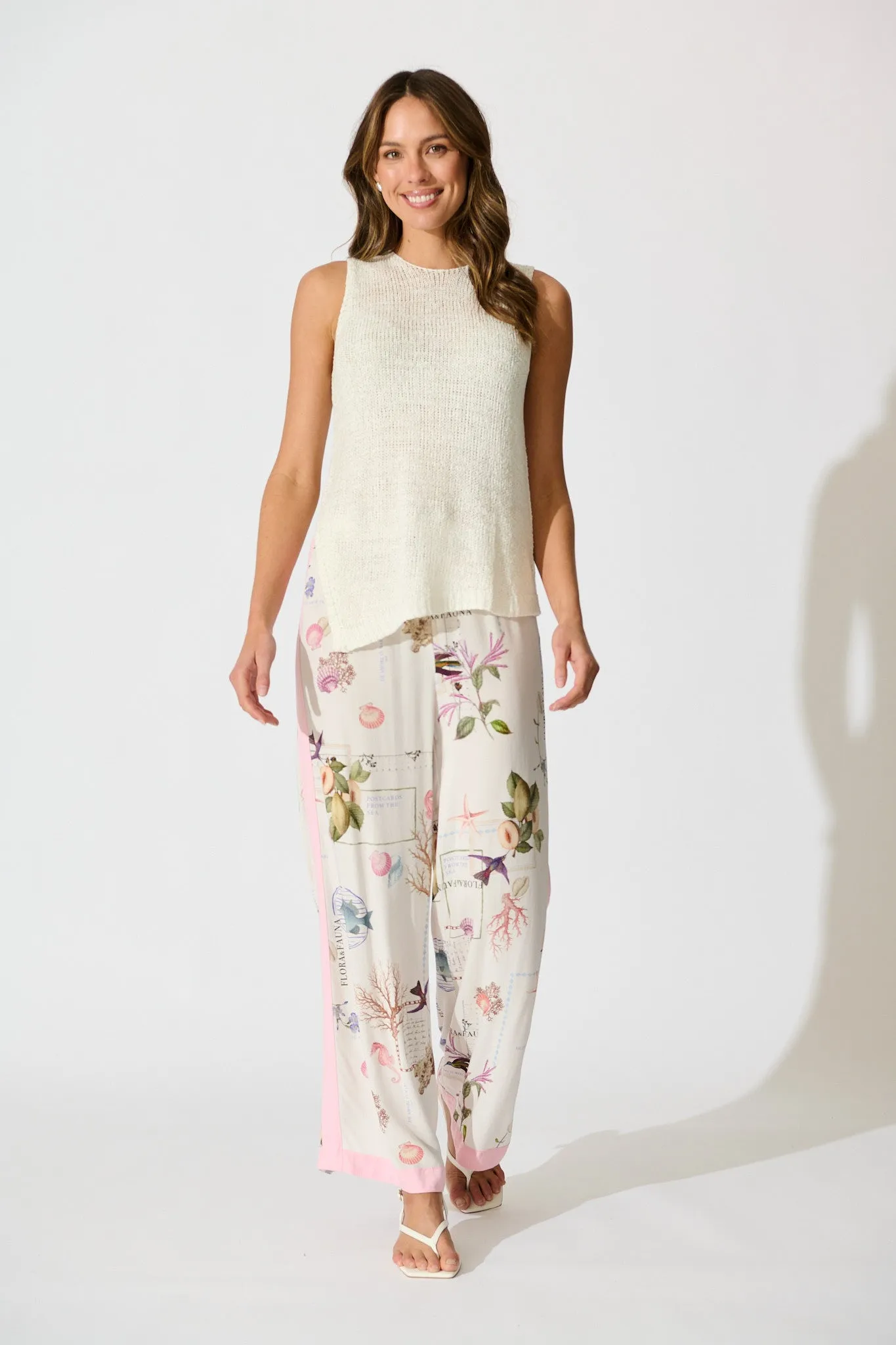 Coastal Charm Pant in White with Multi Shell sold by St Frock product image thumbnail 4
