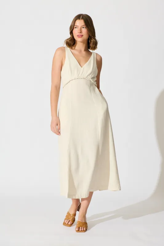 Jordie Midi Dress in Oatmeal sold by St Frock