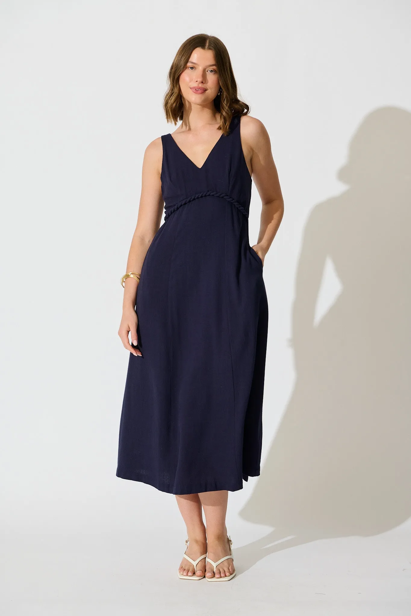 Jordie Midi Dress in Navy sold by St Frock