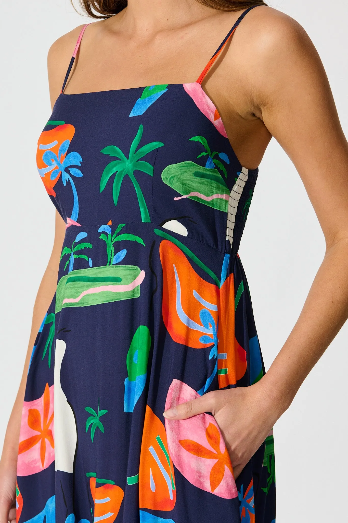 Dusky Petals Maxi Sundress in Navy Multi Print sold by St Frock product image thumbnail 5