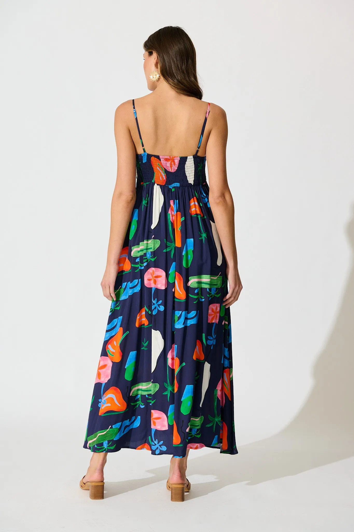 Dusky Petals Maxi Sundress in Navy Multi Print sold by St Frock product image thumbnail 4