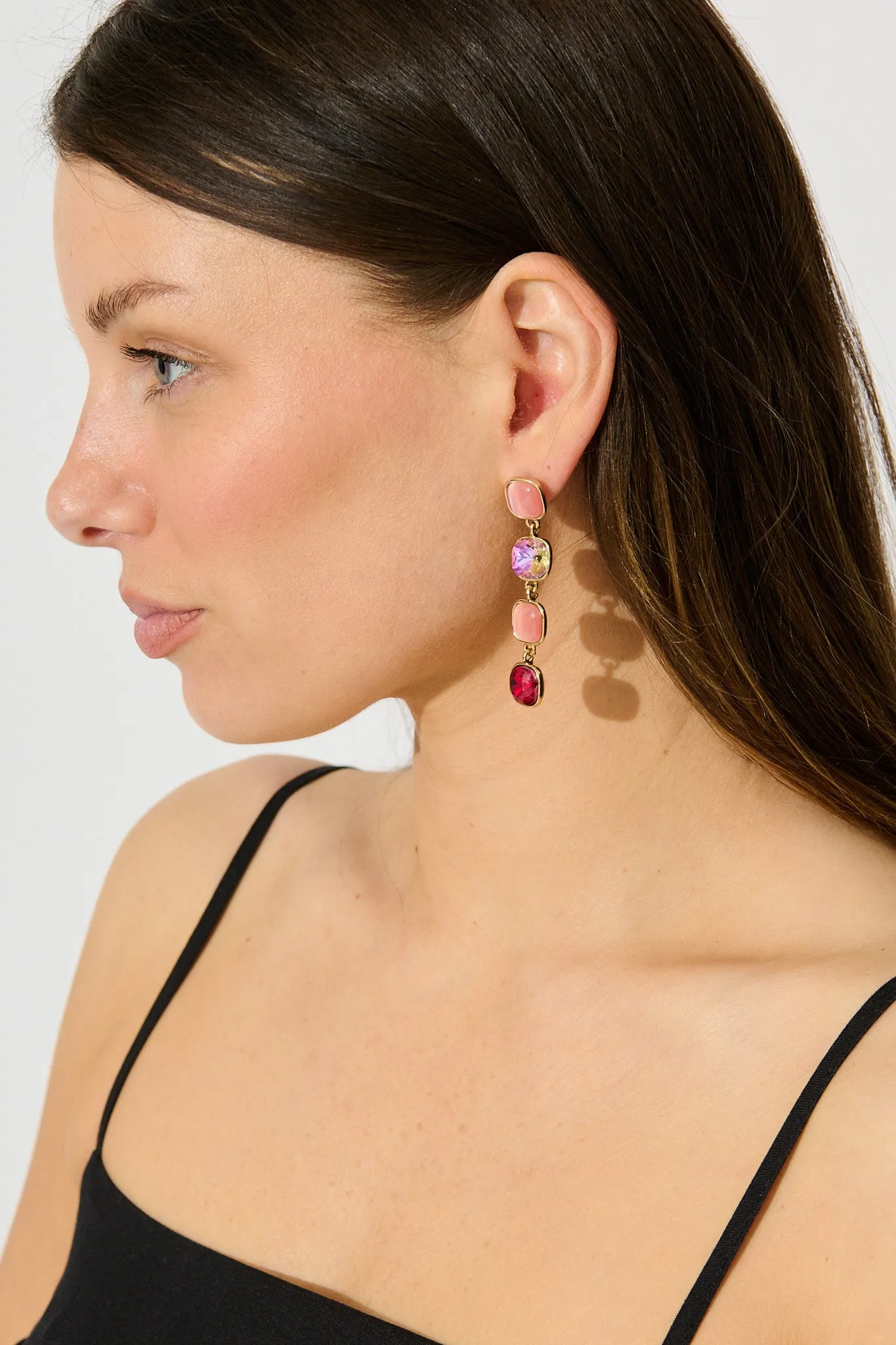 Liana Drop Earrings In Multi Red sold by St Frock product image thumbnail 2