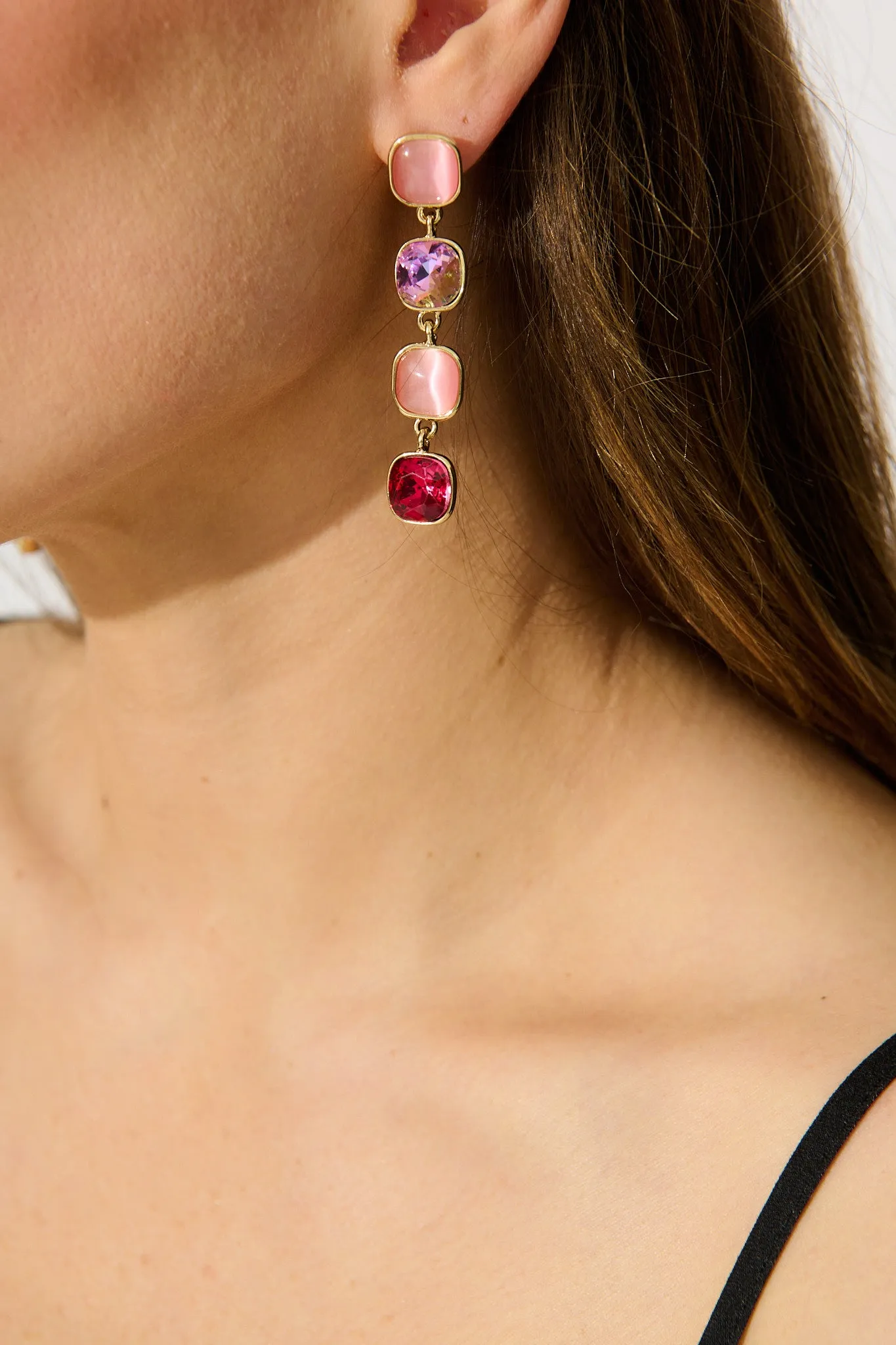 Liana Drop Earrings In Multi Red sold by St Frock product image thumbnail 3