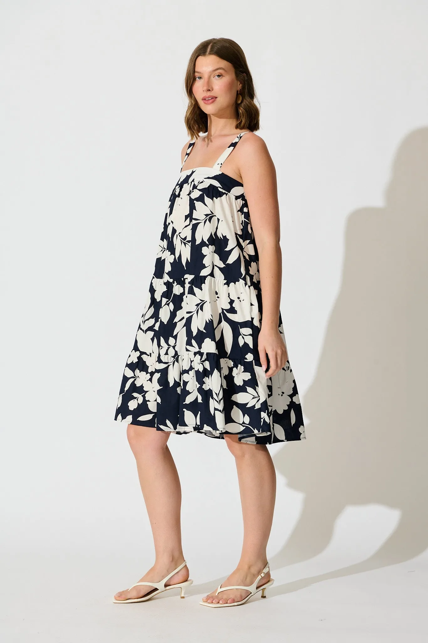 Petal Haze Sundress in Navy Floral Cotton Poplin sold by St Frock product image thumbnail 3