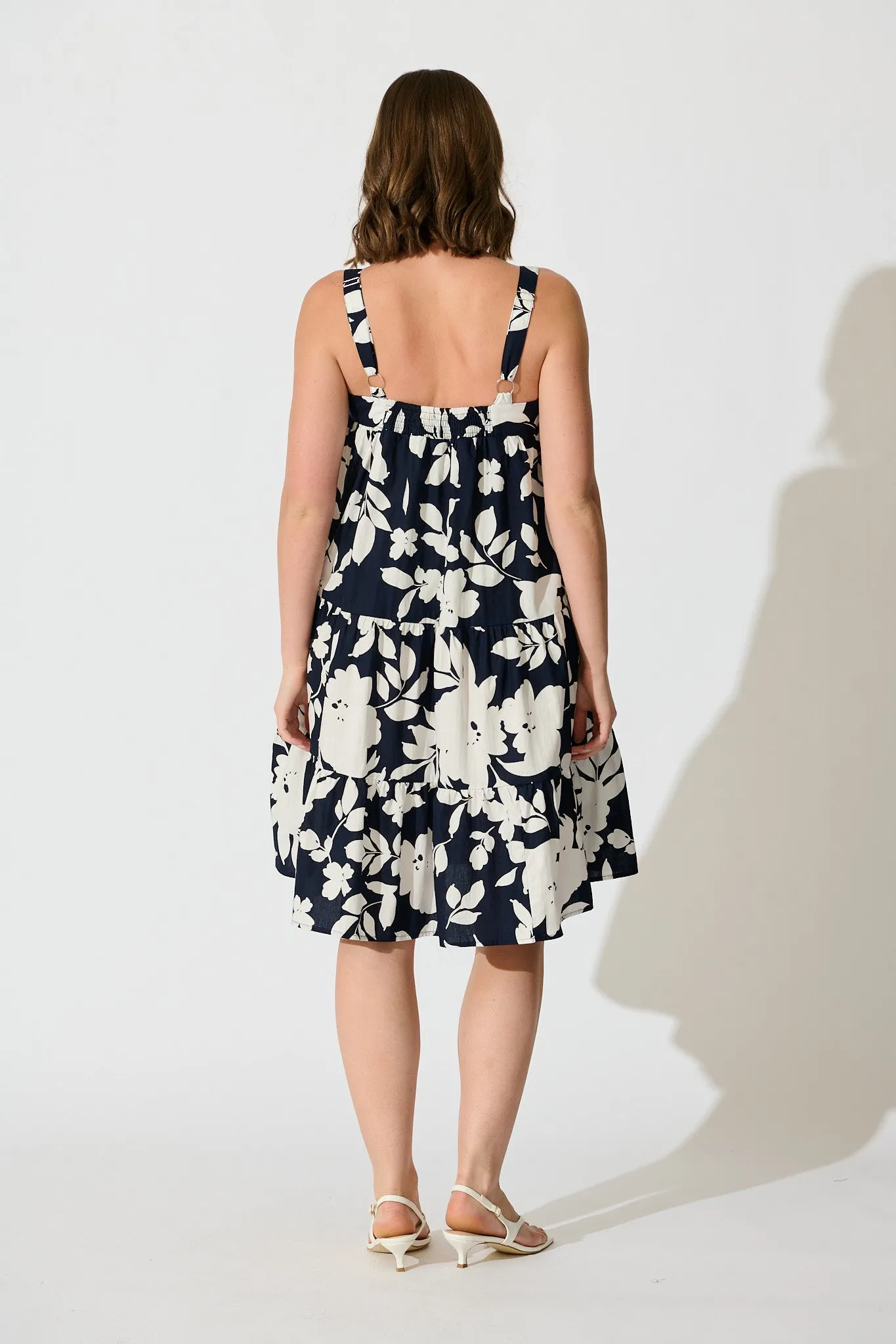 Petal Haze Sundress in Navy Floral Cotton Poplin sold by St Frock product image thumbnail 4
