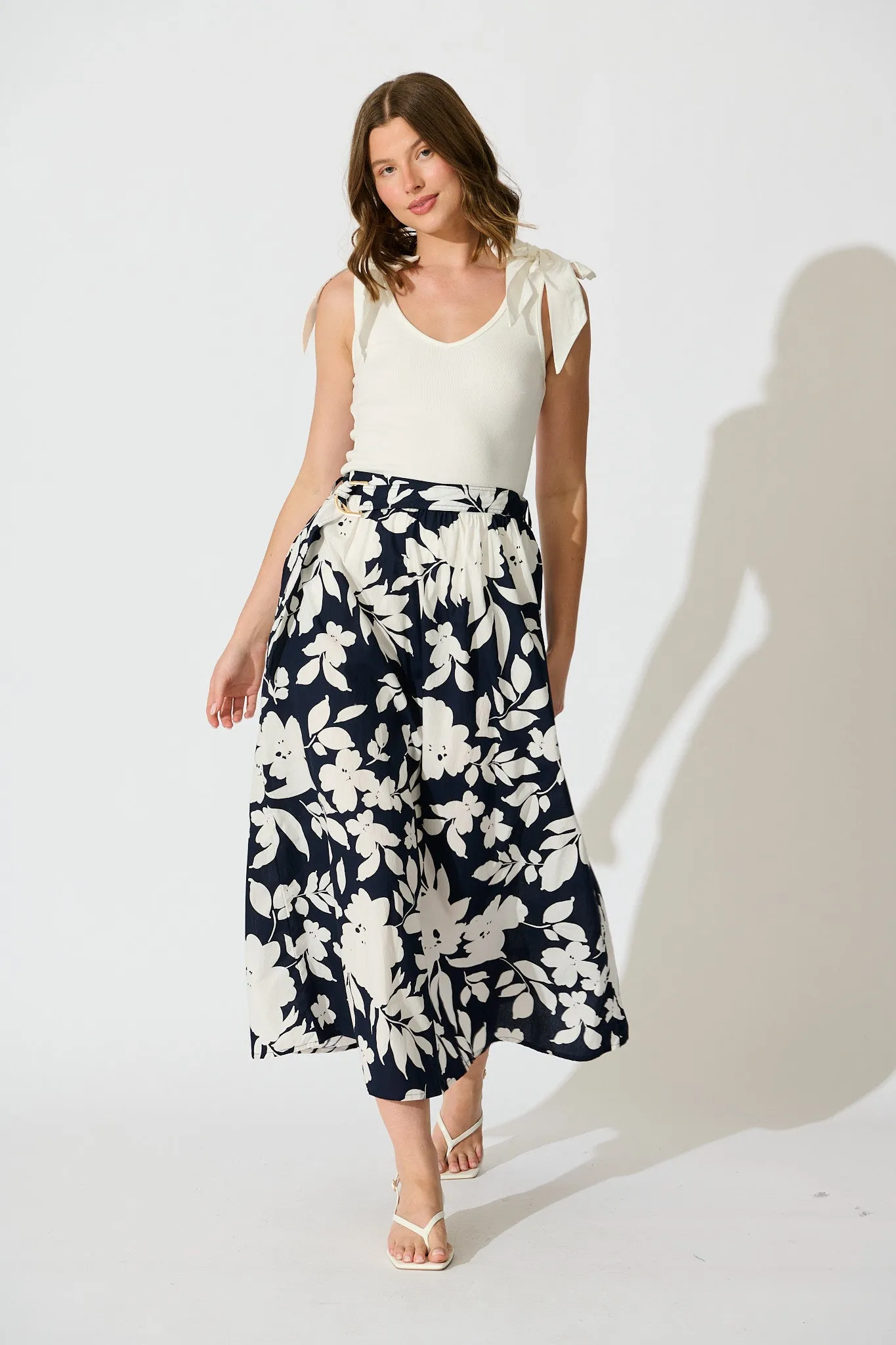 Tyra Maxi Skirt in Navy Floral Cotton Poplin sold by St Frock product image thumbnail 4